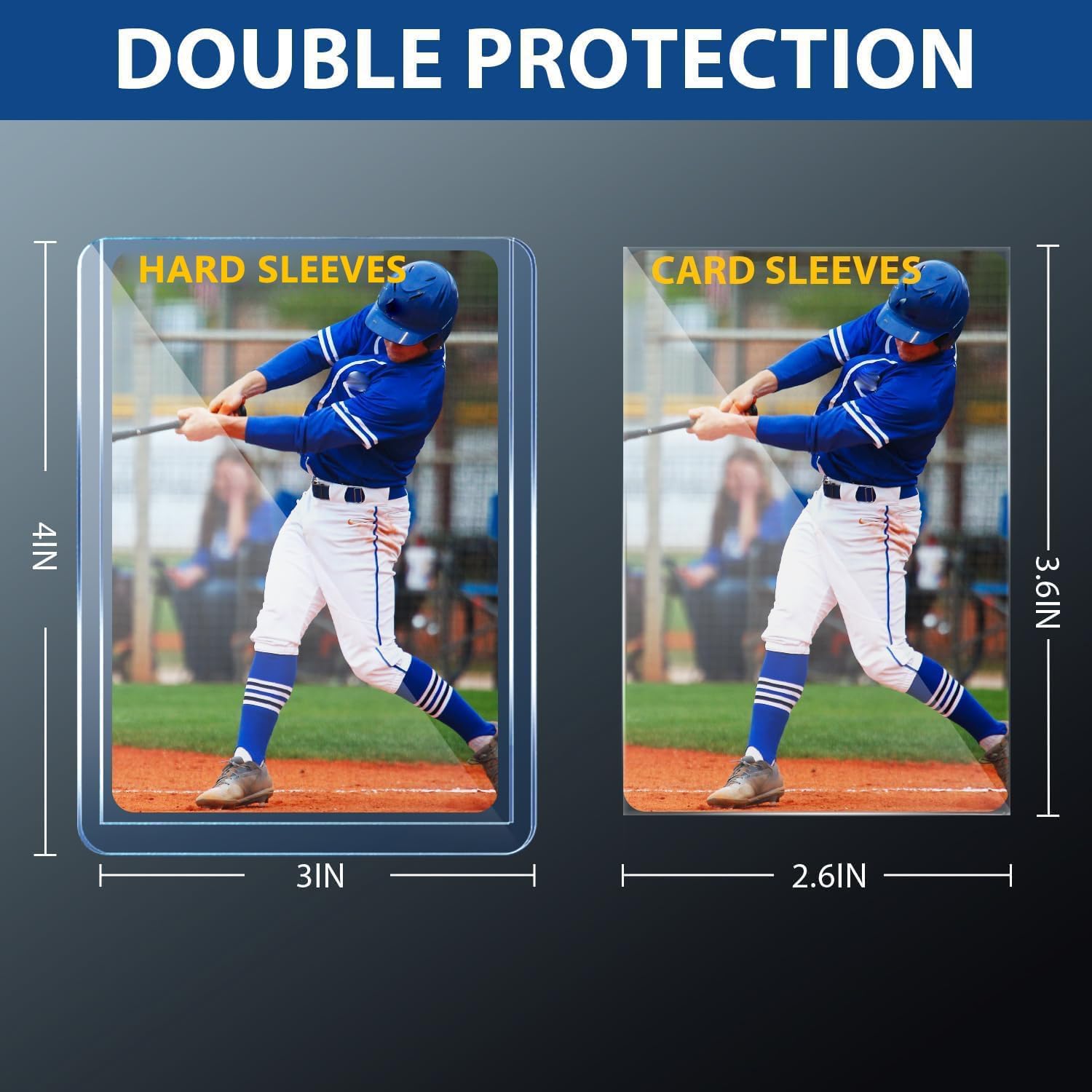 Detalle de 200 Hard Plastic Card Sleeves: Premium 3x4 Trading Card Protectors (100 Hard + 100 Soft)