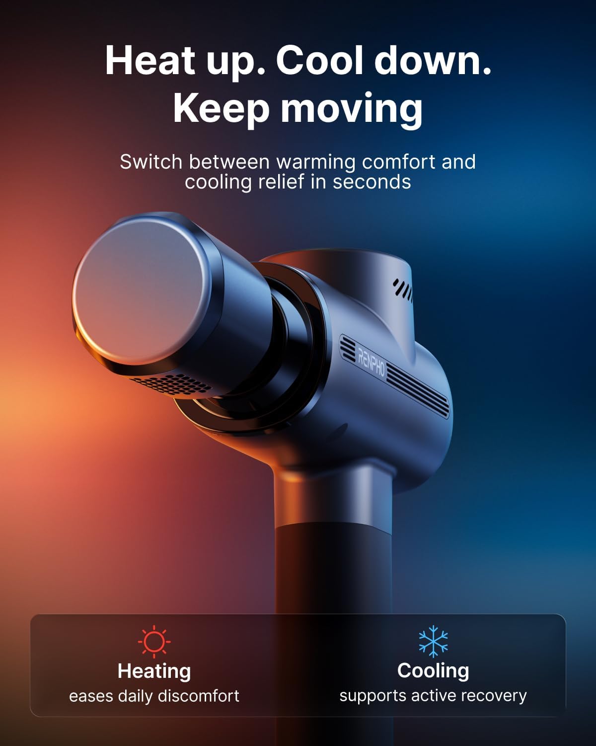 Detalle de RENPHO Active Thermacool 2 R-WMG13 Massage Gun with Heat and Cold Control