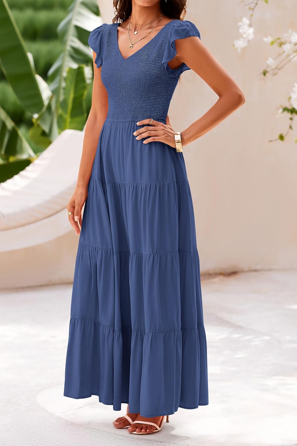 Thumbnail 6 de PRETTYGARDEN Women’s Summer Flow y Maxi Dress with V-Neck Smocked Bodice