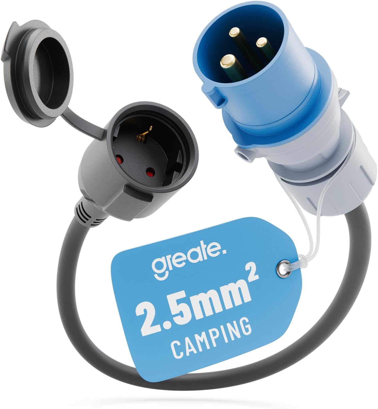 Detalle de greate 16A CEE-adapter naar Schuko, 50 cm kabel en IP44