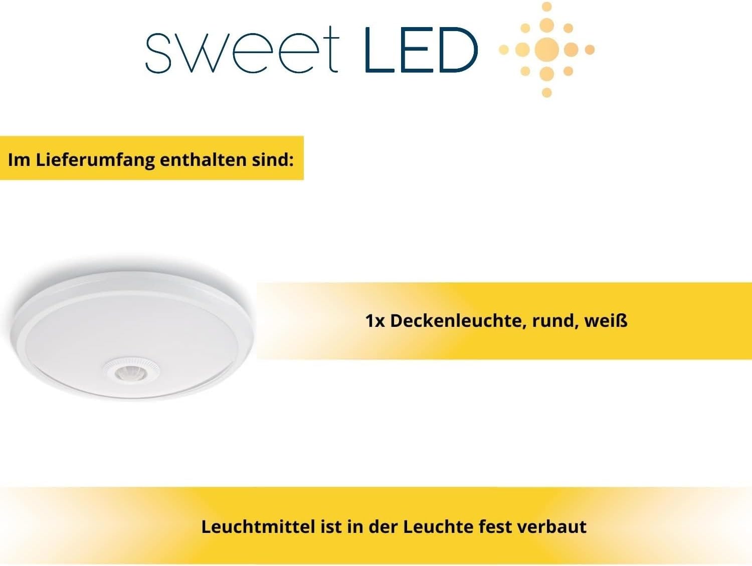 Detalle de Sweet Led Deckenleuchte mit Bewegungsmelder – 12W, 850lm, 4000K, Ø29 cm