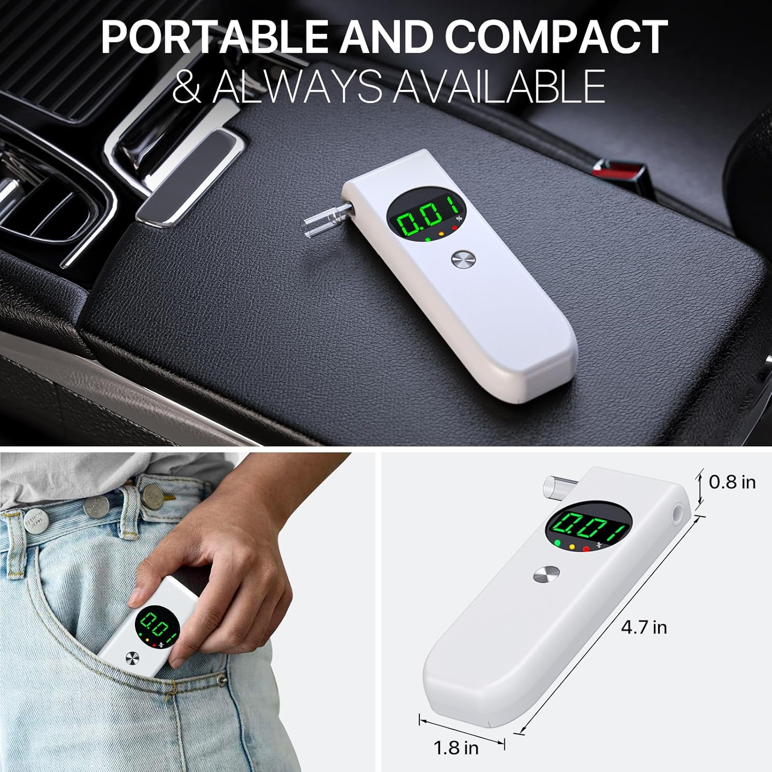 Detalle 2 de COCOCKA alcohol breathalyser with LCD, 10 tips