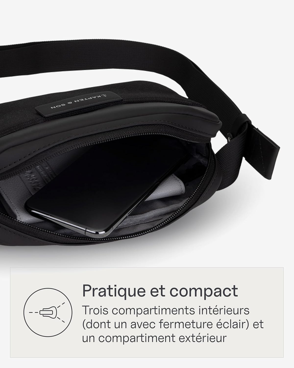 Thumbnail 4 de Kapten & Son Sac Banane Bergen All Black 0,8 L – Porté croisé élégant et pratique