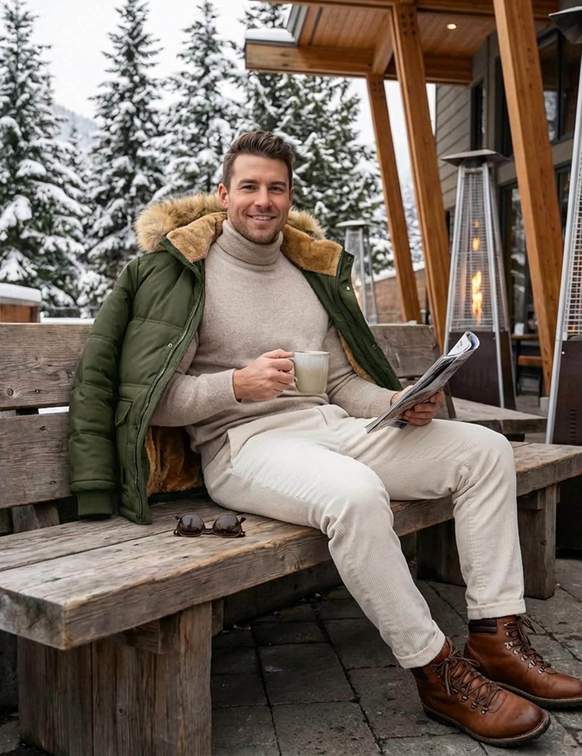 Detalle 2 de MAGCOMSEN Men's Winter Jacket with Removable Hood, Windproof, Water-Repellent