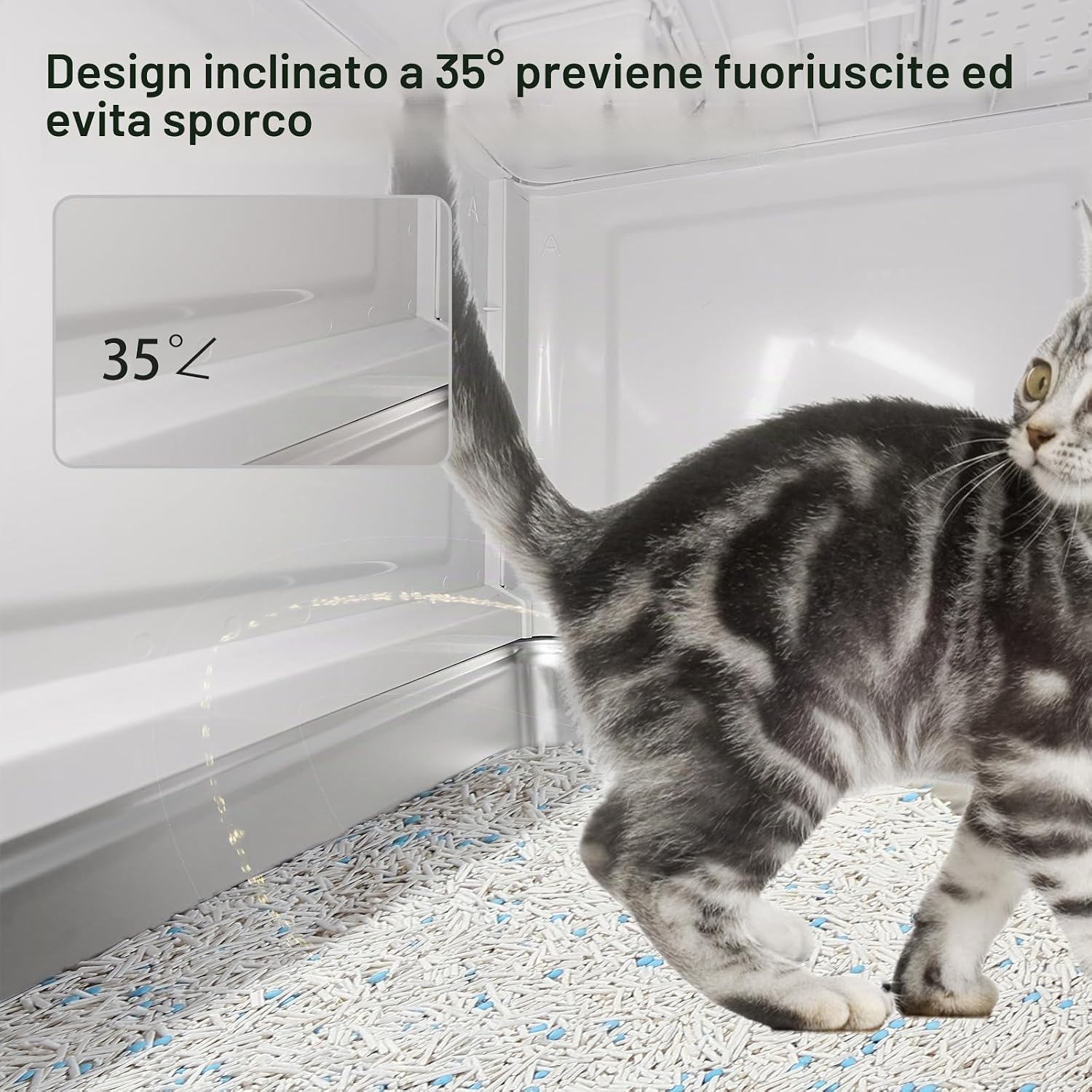 Thumbnail 5 de Marchul XL Lettiera per gatti grande in acciaio inox con coperchio, cassetto estraibile e tappetino: design chiuso per odori contenuti