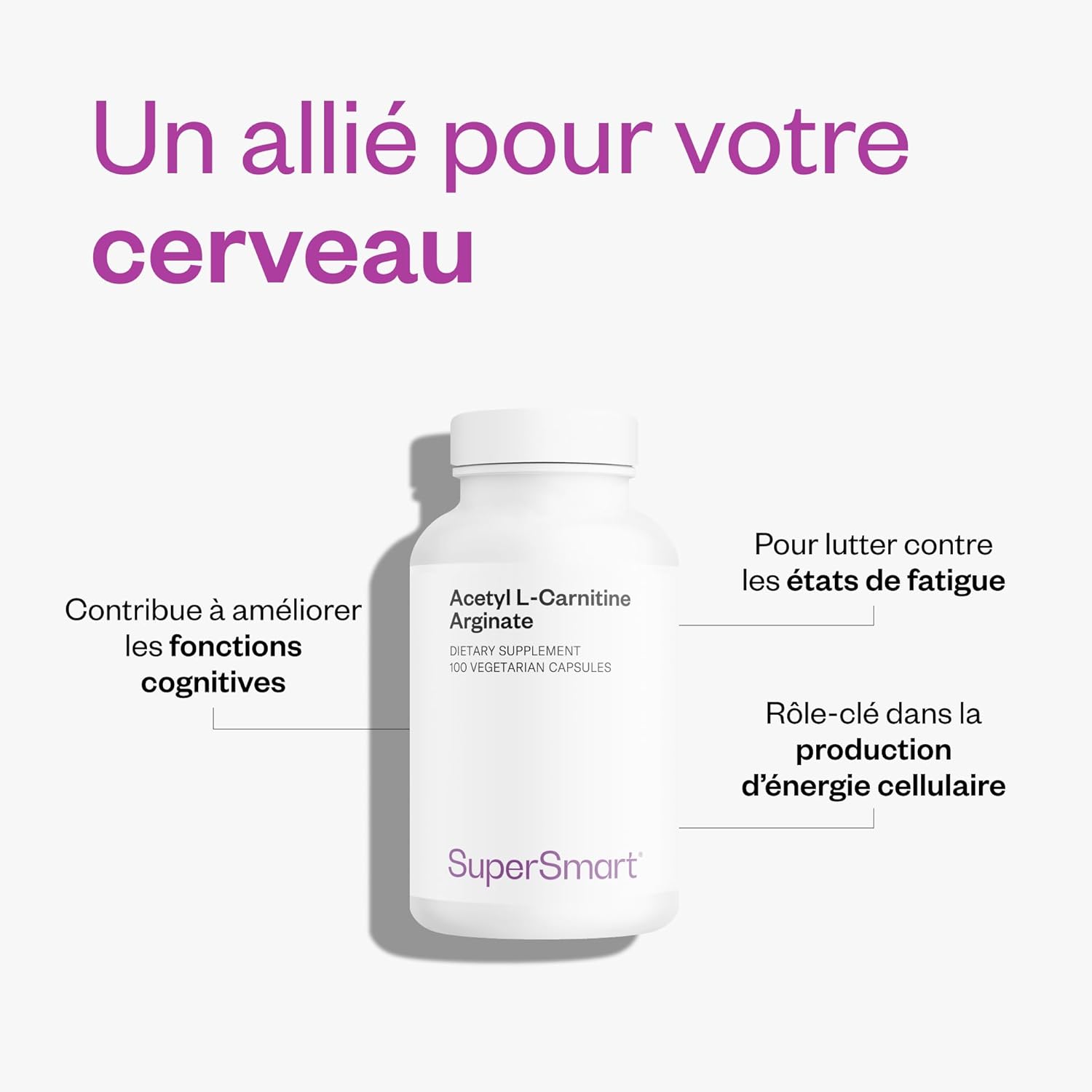 Thumbnail 2 de Acetyl L Carnitine Arginate par Supersmart — Énergie cellulaire, neuroprotection et combustion des graisses (Vegan)