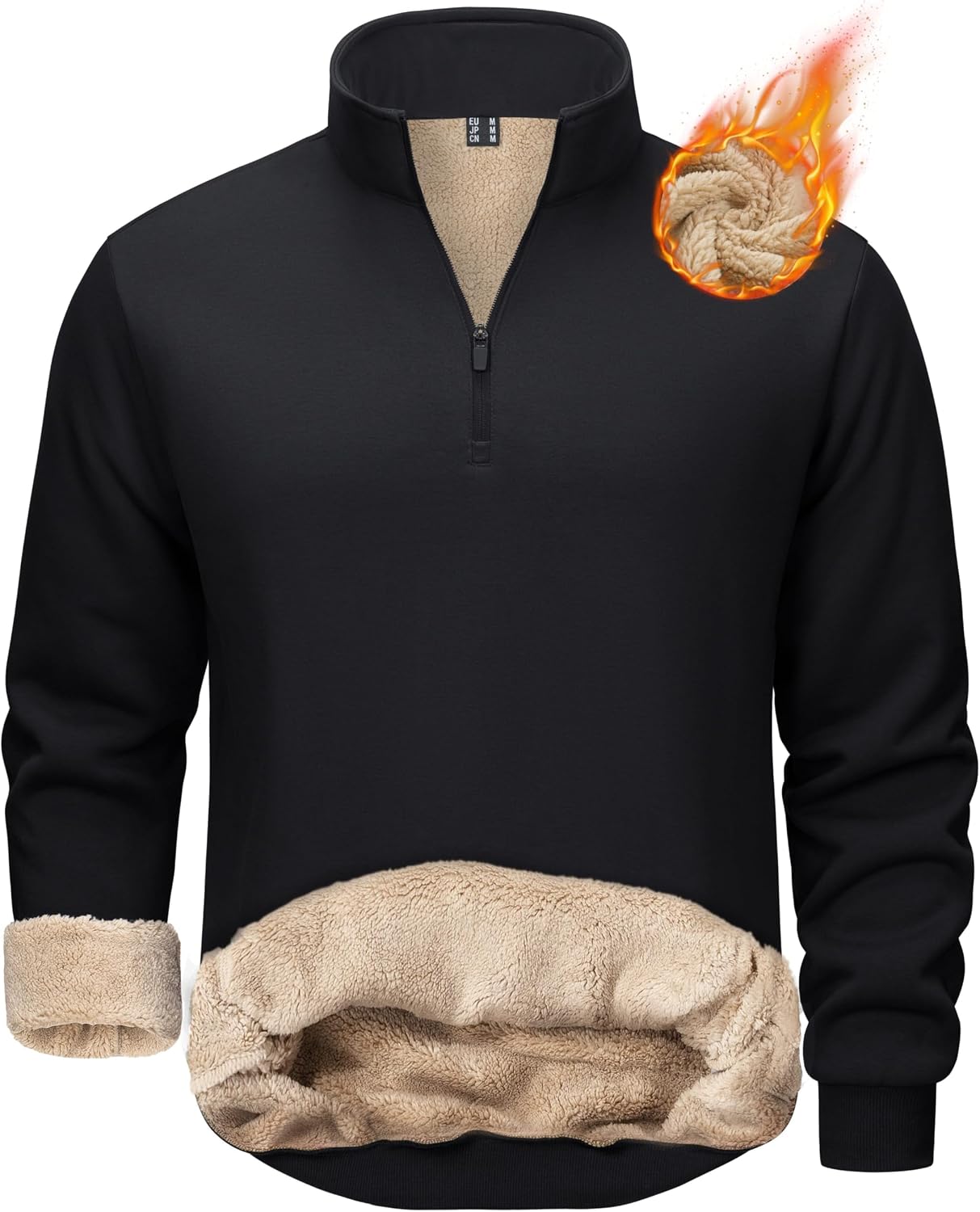Detalle de TACVASEN Men's Quarter-Zip Sherpa Fleece Pullover, Thick Long-Sleeve Sweater