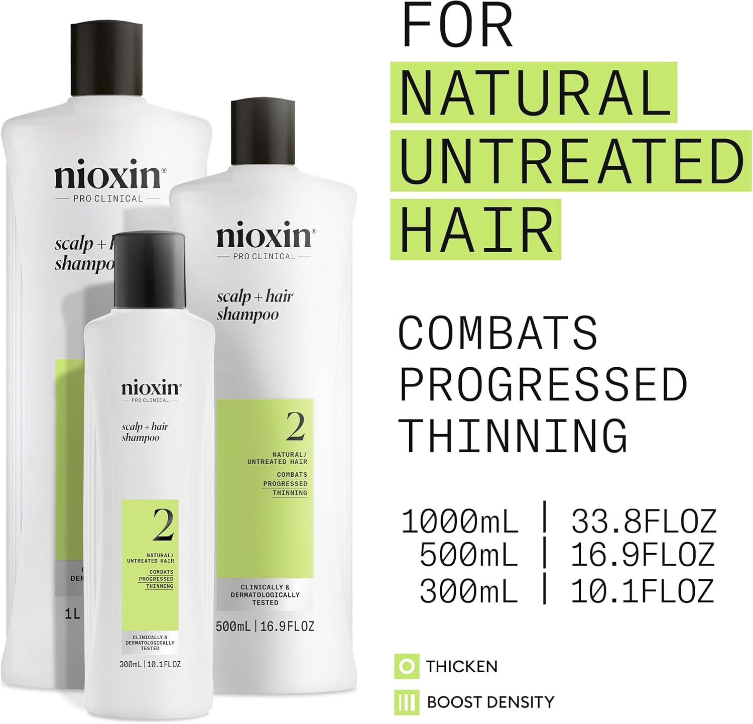 Thumbnail 1 de Nioxin System 2 Hair Thickening System for Natural Hair with Progressed Thinning (Biotin & Niacinamide) – Shampoo, Conditioner & Serum