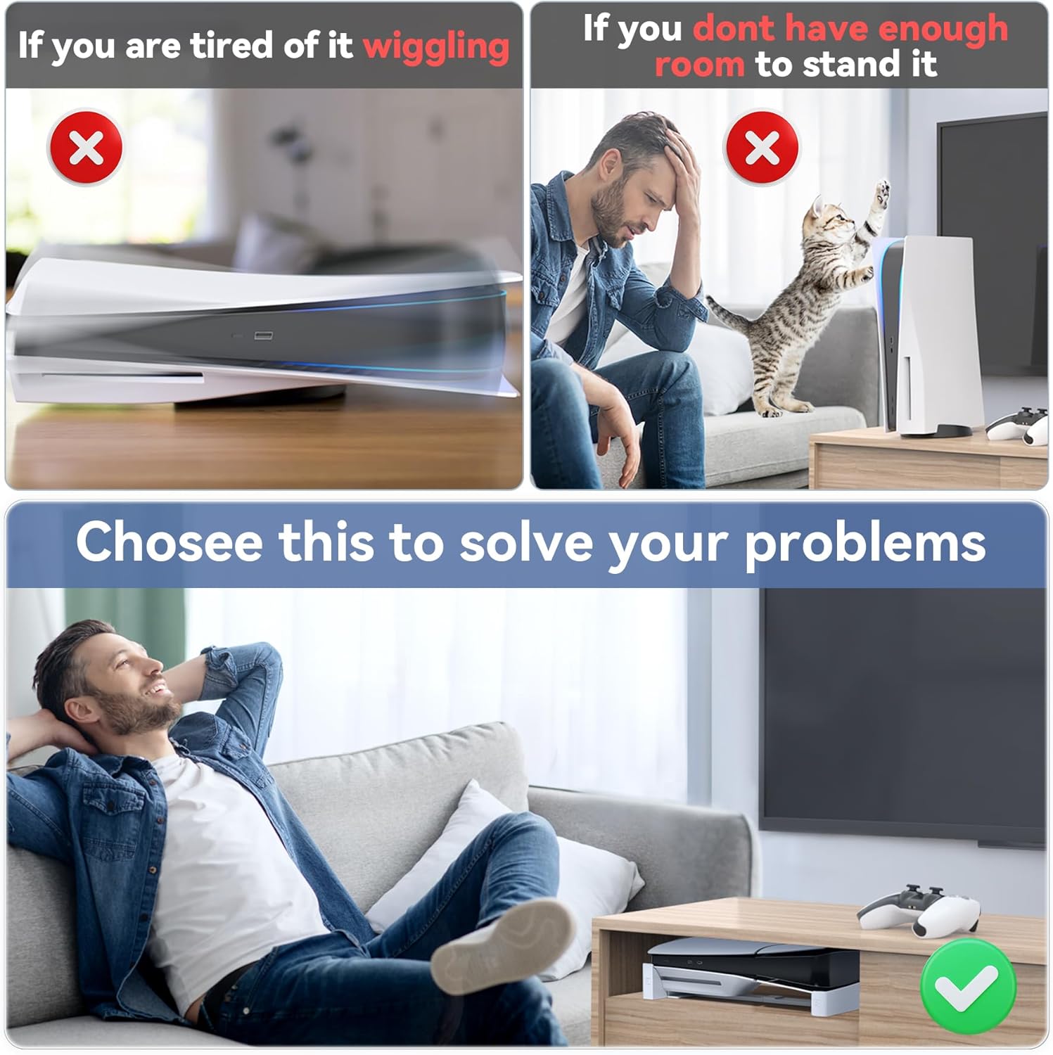 Thumbnail 6 de OIVO PS5 Horizontal Stand with Upgraded Support Rods