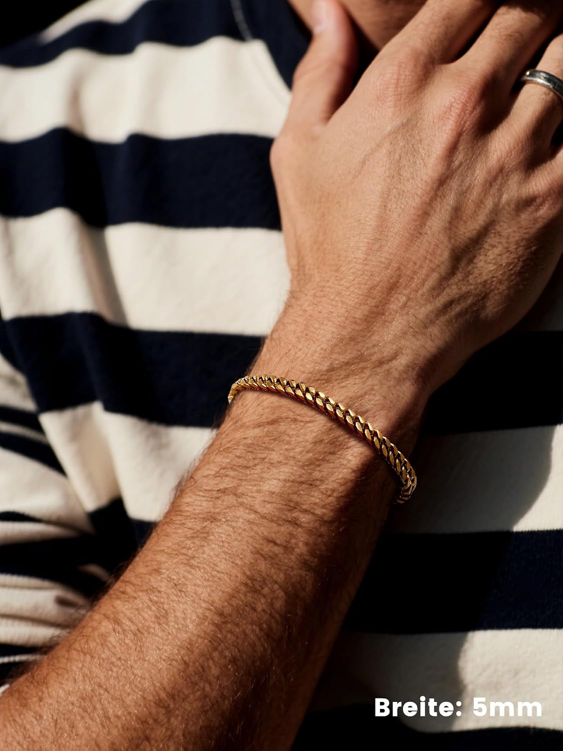 Detalle 2 de Bestyle Herren-Armband aus Edelstahl (Panzerkette) – 5/7/9/12,5 mm Breite, 19/21/23 cm Länge in Silber/Schwarz/Gold