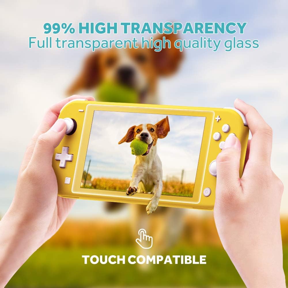 Detalle 2 de GeeRic Étui pour Switch Lite (2019) jaune : housse, coque transparente, protection d’écran et 4 grips
