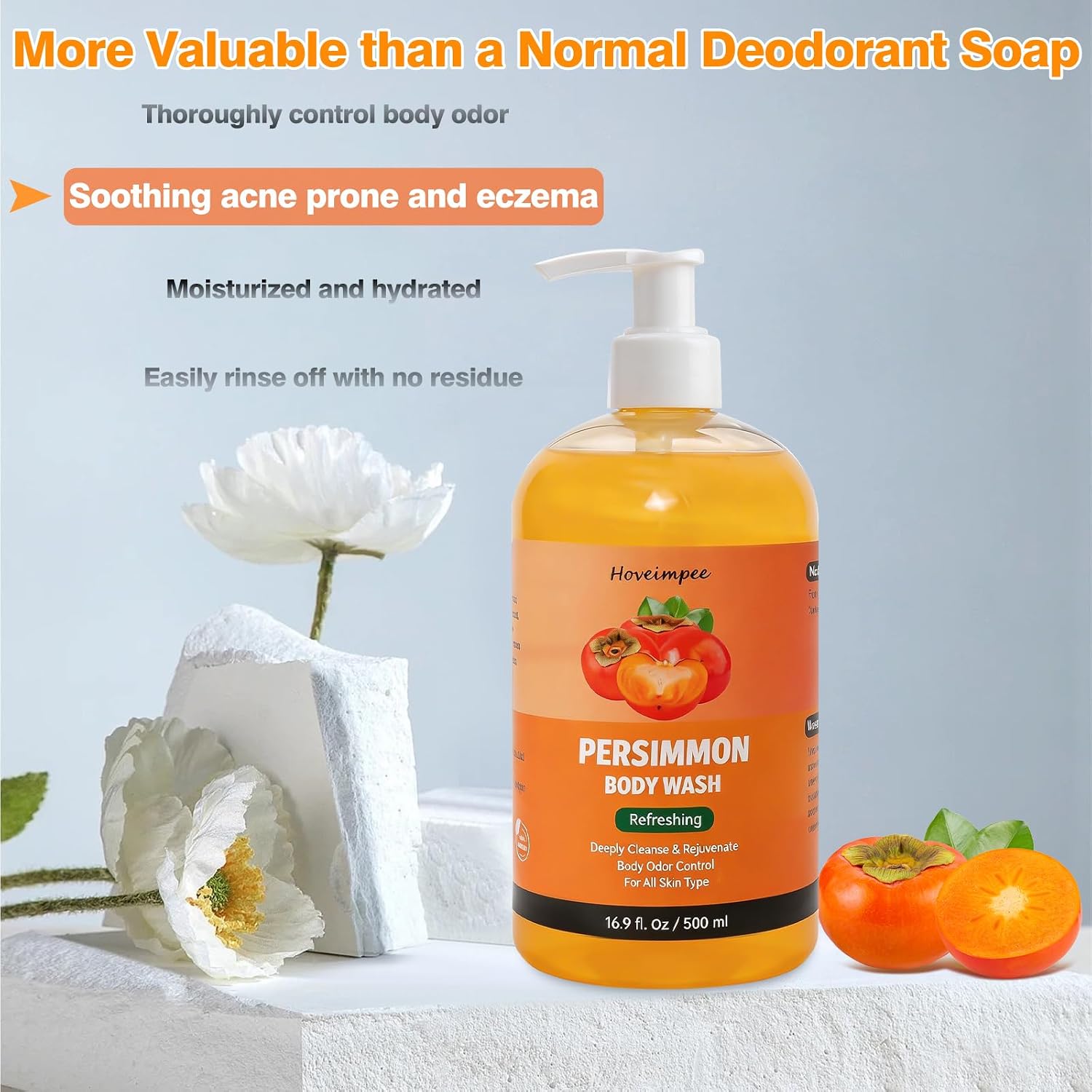 Detalle 2 de Hoveimpee Persimmon Body Wash, 16.9 fl oz, Odor-Control Formula