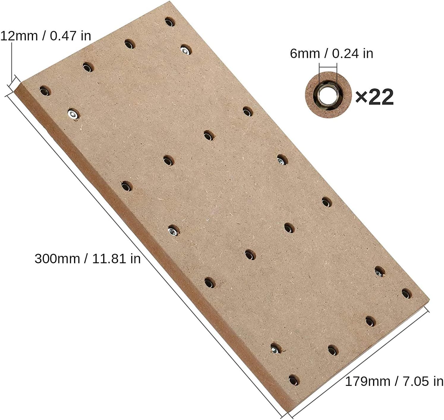 Detalle 2 de Genmitsu 3018 CNC MDF Spoilboard, 30 x 18 x 1.2cm with 6mm Holes