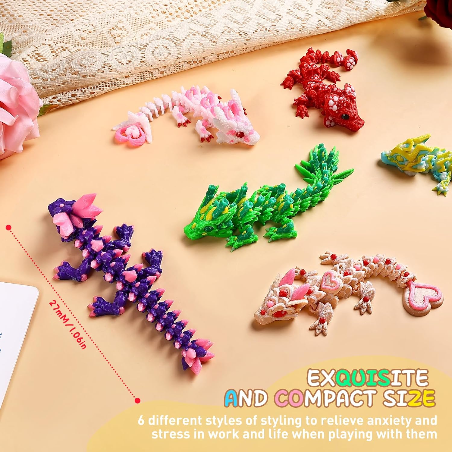 Detalle de TXB3DOK 3pcs 12in 3D Printed Crystal Dragon set