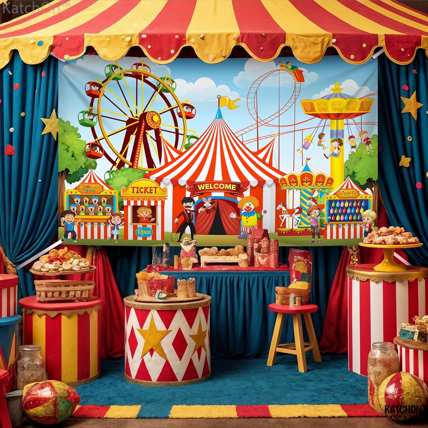 Thumbnail 4 de KatchOn XtraLarge Carnival Backdrop (72x44 Inch) for Carnival & Circus Theme Parties