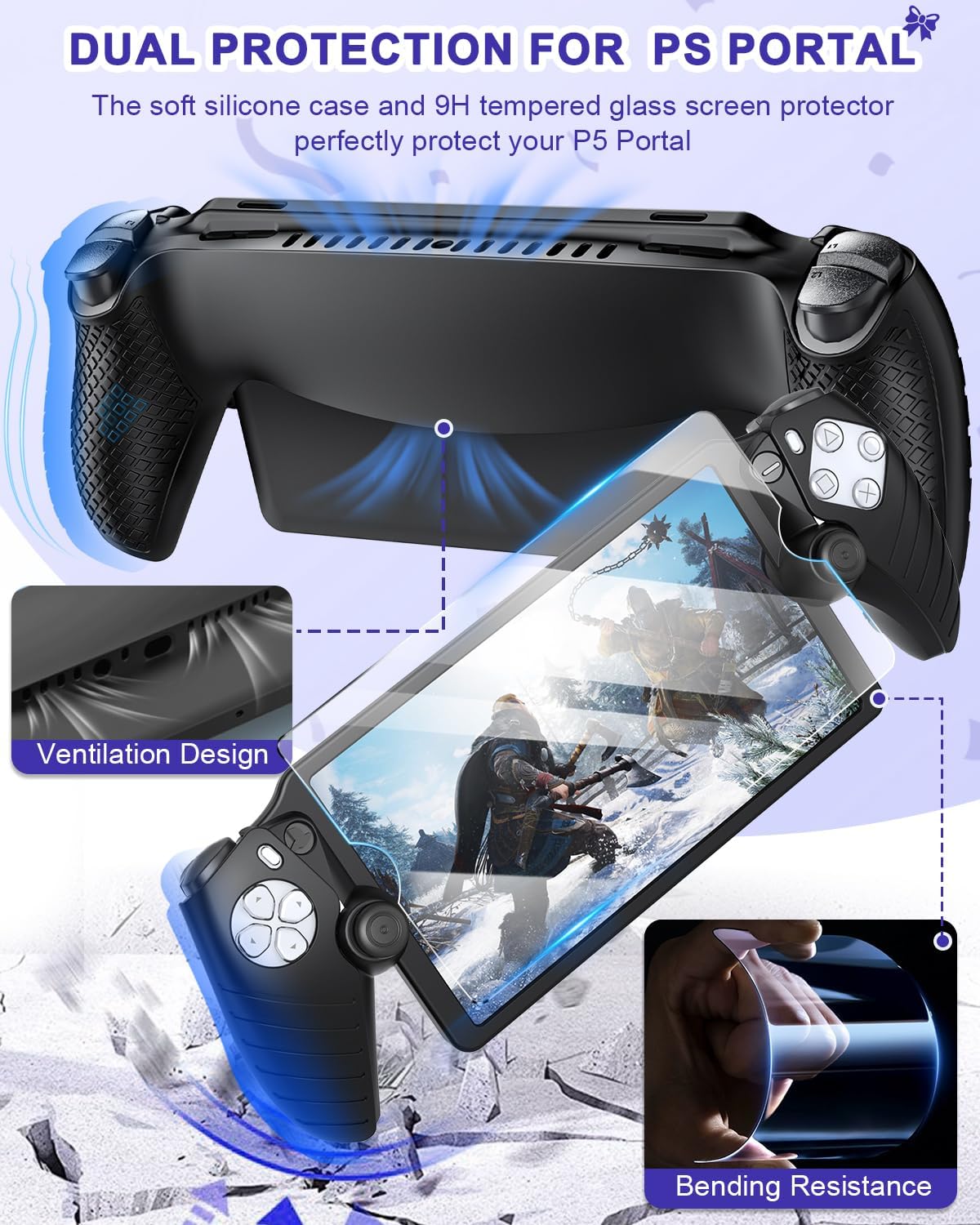 Thumbnail 4 de 14-in-1 Accessories Bundle for PlayStation Portal with Carry Case, Magnetic Charger Dock, Screen Protectors & More