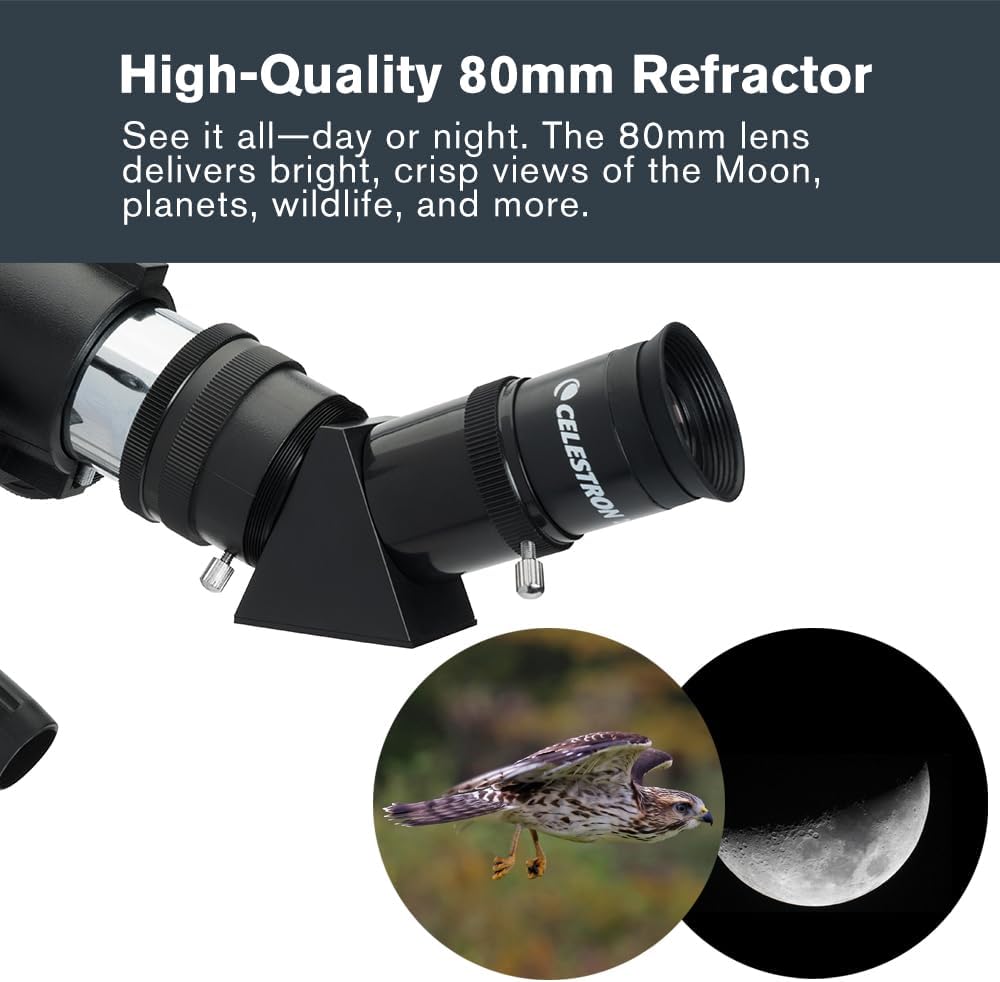 Detalle de Celestron 22030 Travel Scope: Portable 80mm Refractor Telescope