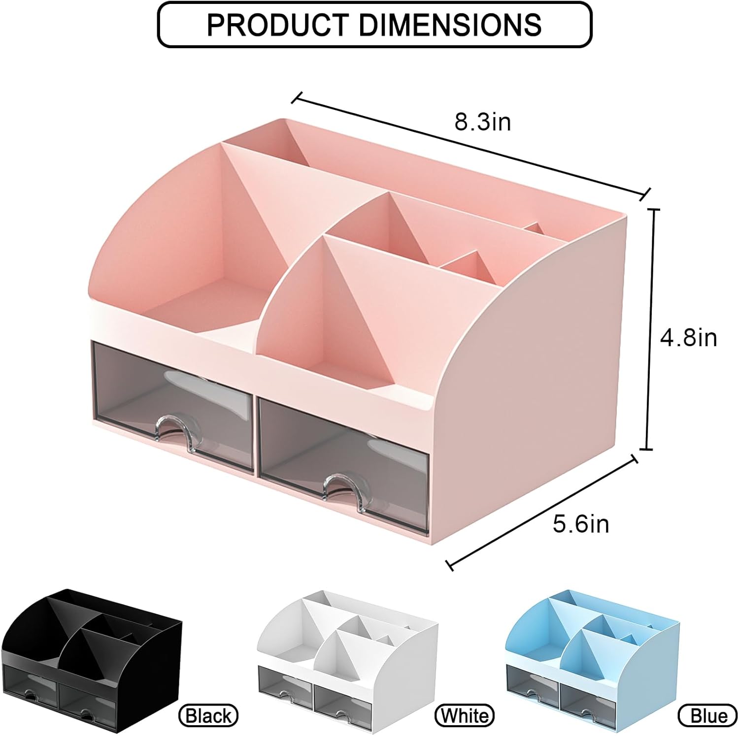 Thumbnail 2 de Makeup Organizer with Drawers (Pink, 2-Pack) – Compact Cosmetic Storage for Vanity and Countertop