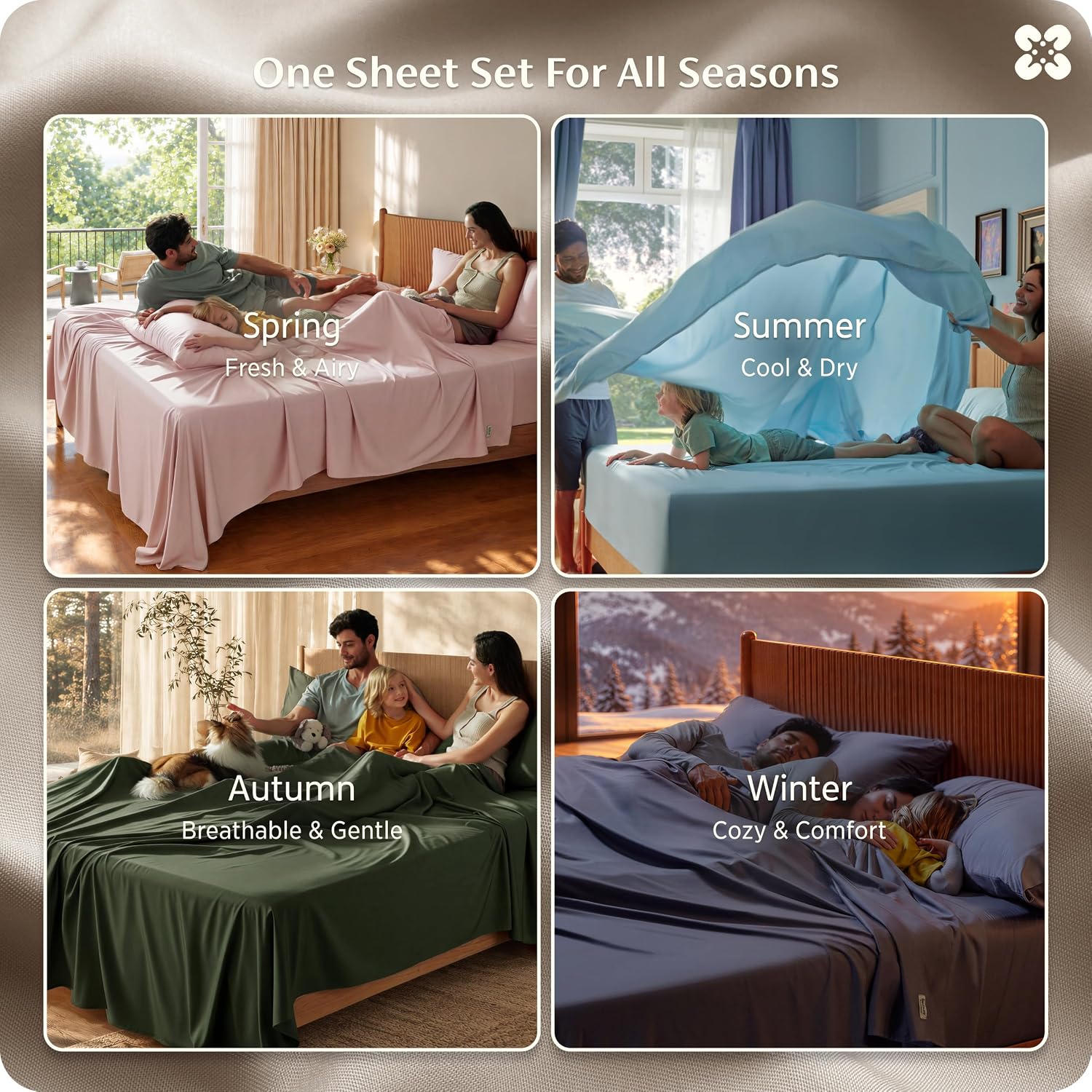 Thumbnail 5 de Bedsure King Bamboo Rayon Sheet Set, Simply Taupe, 4-Piece, Deep Pocket