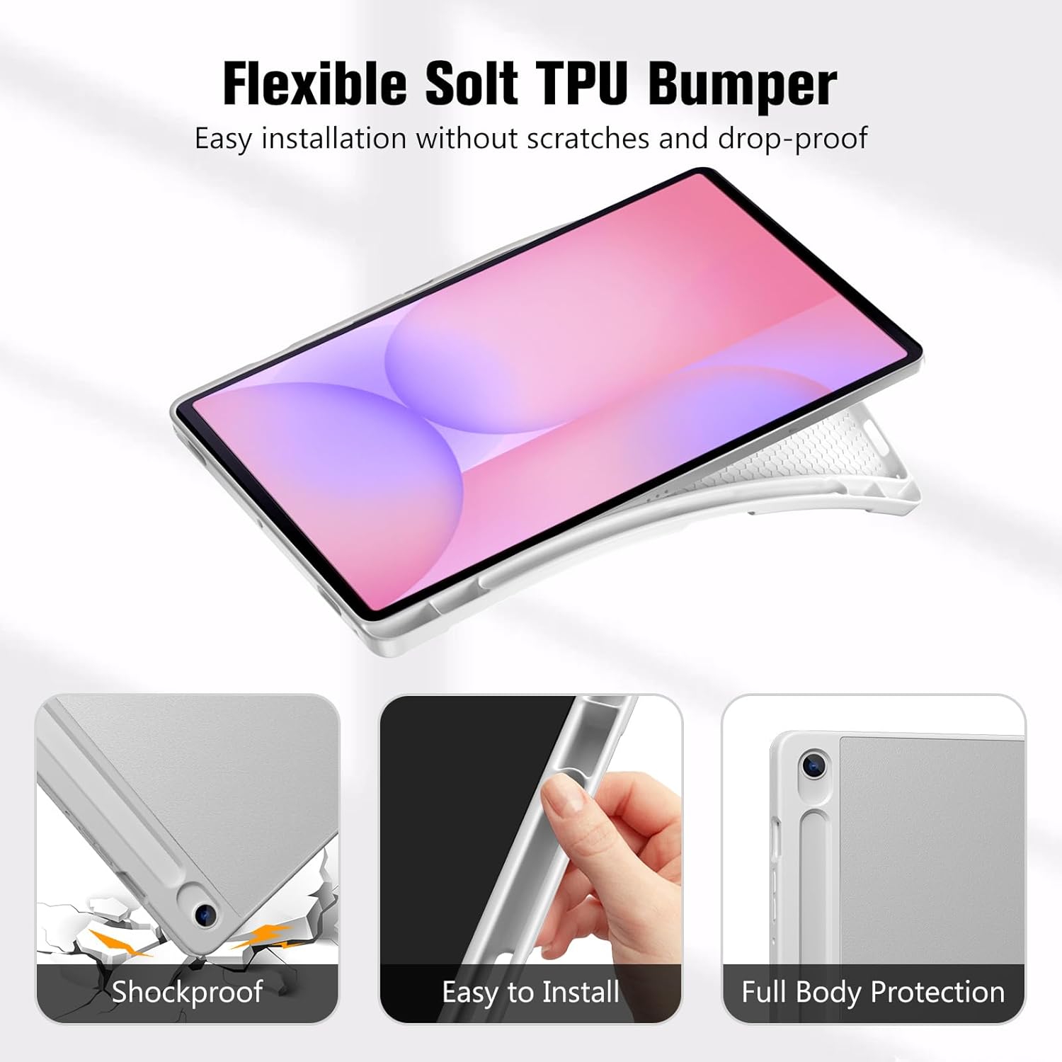 Detalle de ProCase Smart Case for Galaxy Tab S10 Lite/S10 FE/S9 FE 10.9-Inch – Silver