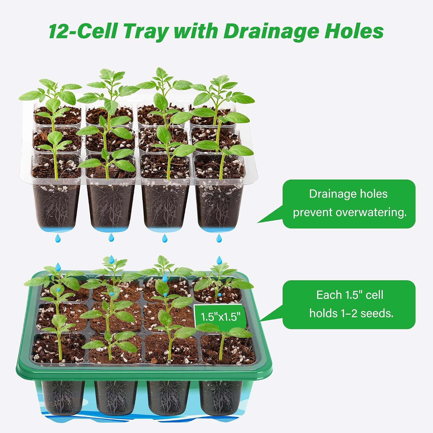 Thumbnail 6 de Bonviee No1 5-Pack Seed Starter Trays, 60 Cells, Adjustable Vents