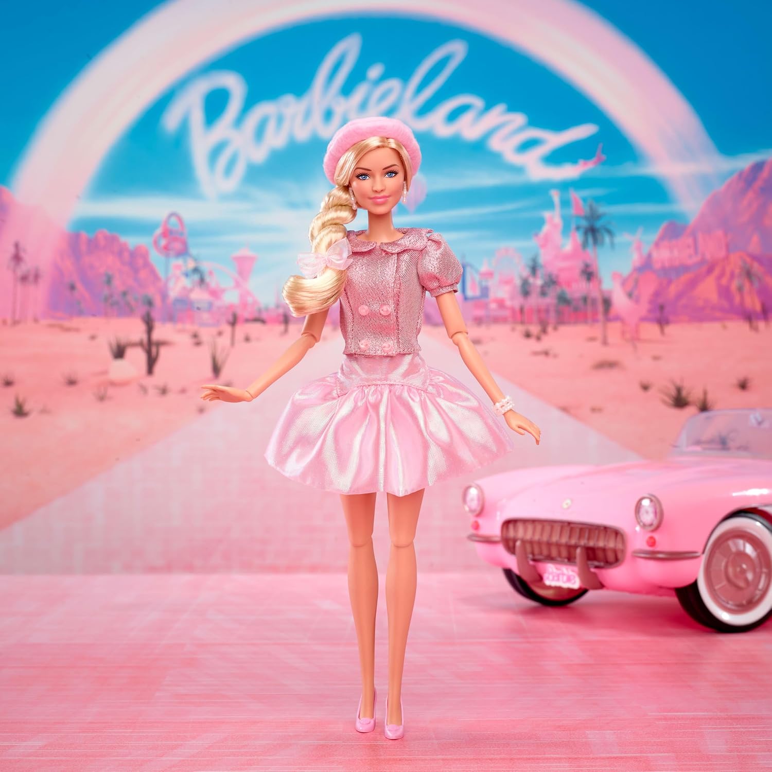 Thumbnail 1 de Barbie The Movie Margot Robbie – Bambola da collezione JBJ53 con camicetta e gonna rosa, capelli acconciati e gioielli coordinati