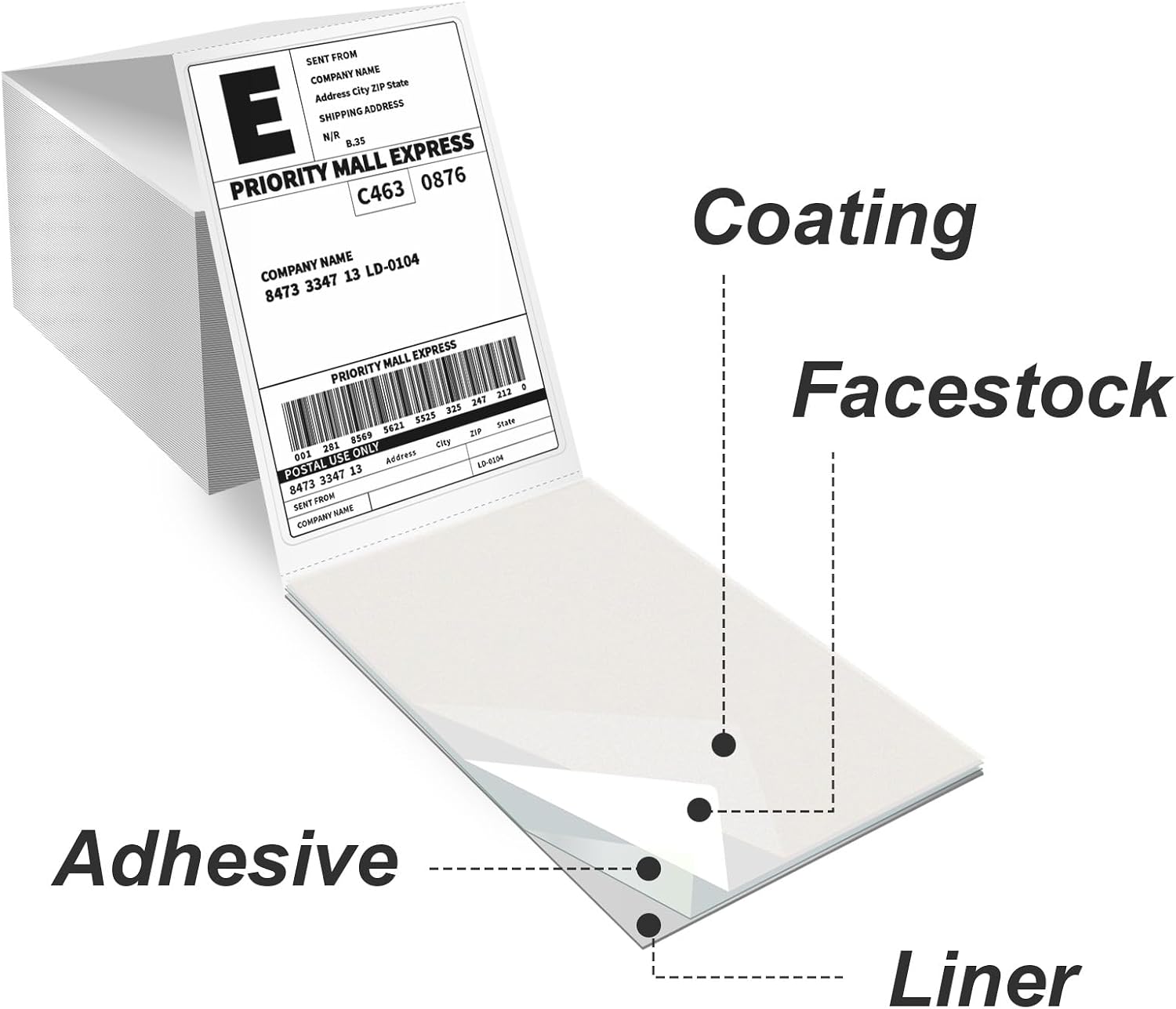 Detalle de HUOJI 4x6 Thermal Labels, 100-Count Shipping Stack, Strong Adhesive, BPA-Free