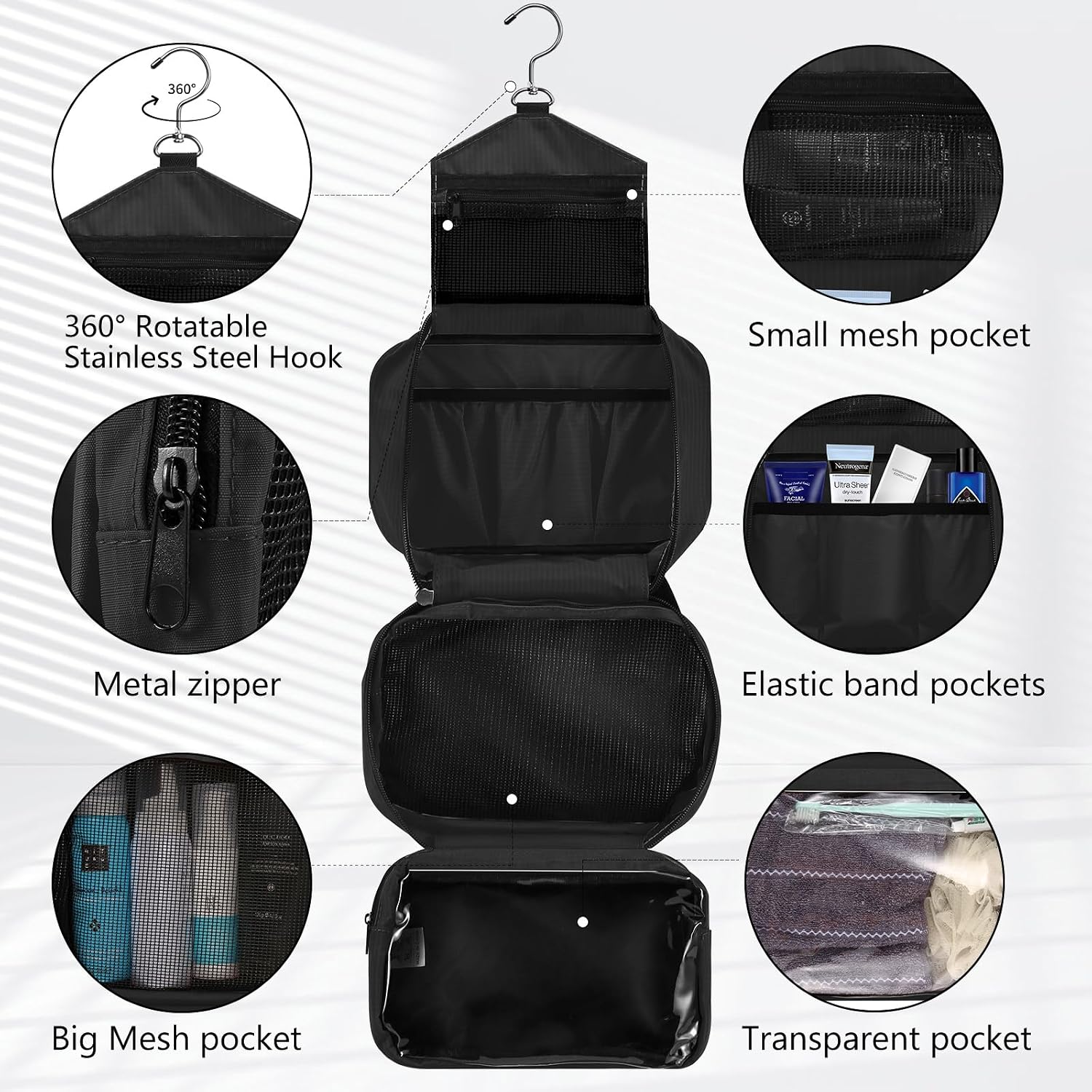 Thumbnail 1 de homchen Hanging Toiletry Bag 4 Compartments 28cm