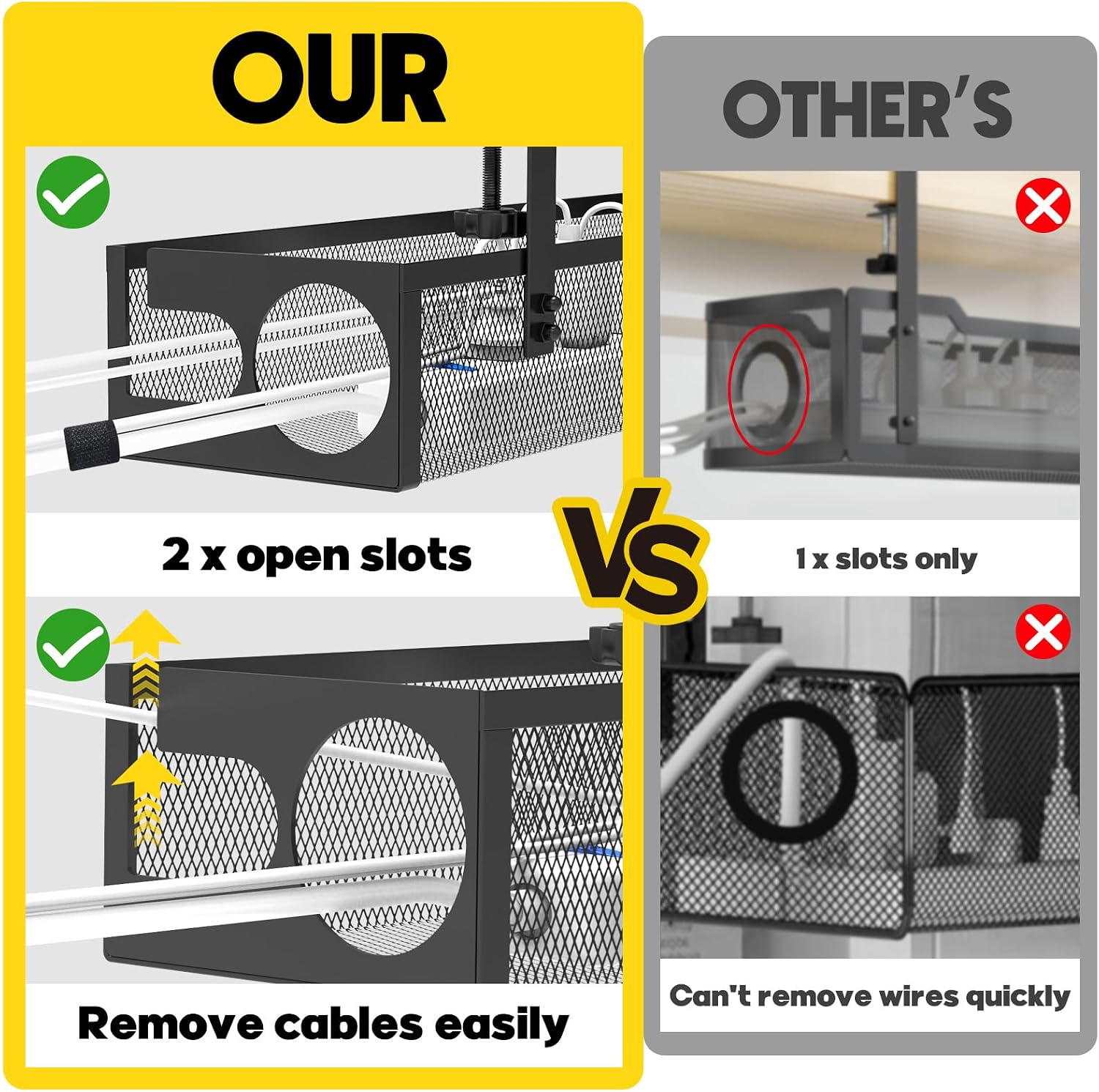 Thumbnail 1 de RERLYING Under Desk Cable Management Tray: No Drilling, No Damage, Metal Mesh with Clamp