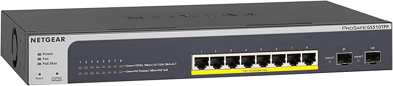 Detalle 2 de NETGEAR GS108MX: switch Ethernet 10 Gb con porta SFP+ e protezione Prosafe