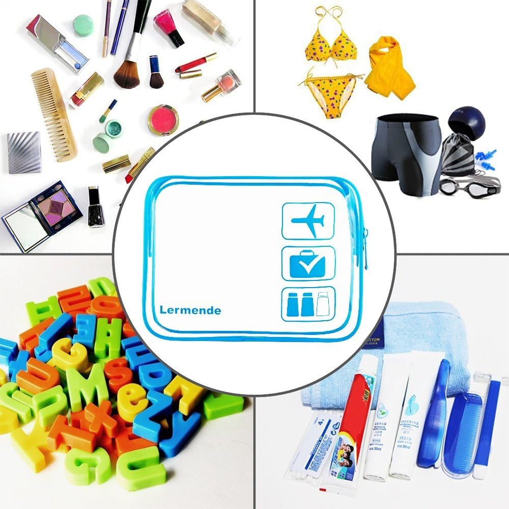 Detalle de Lermende Trousse de Toilette Transparente – 1 L, lot 2 bleu