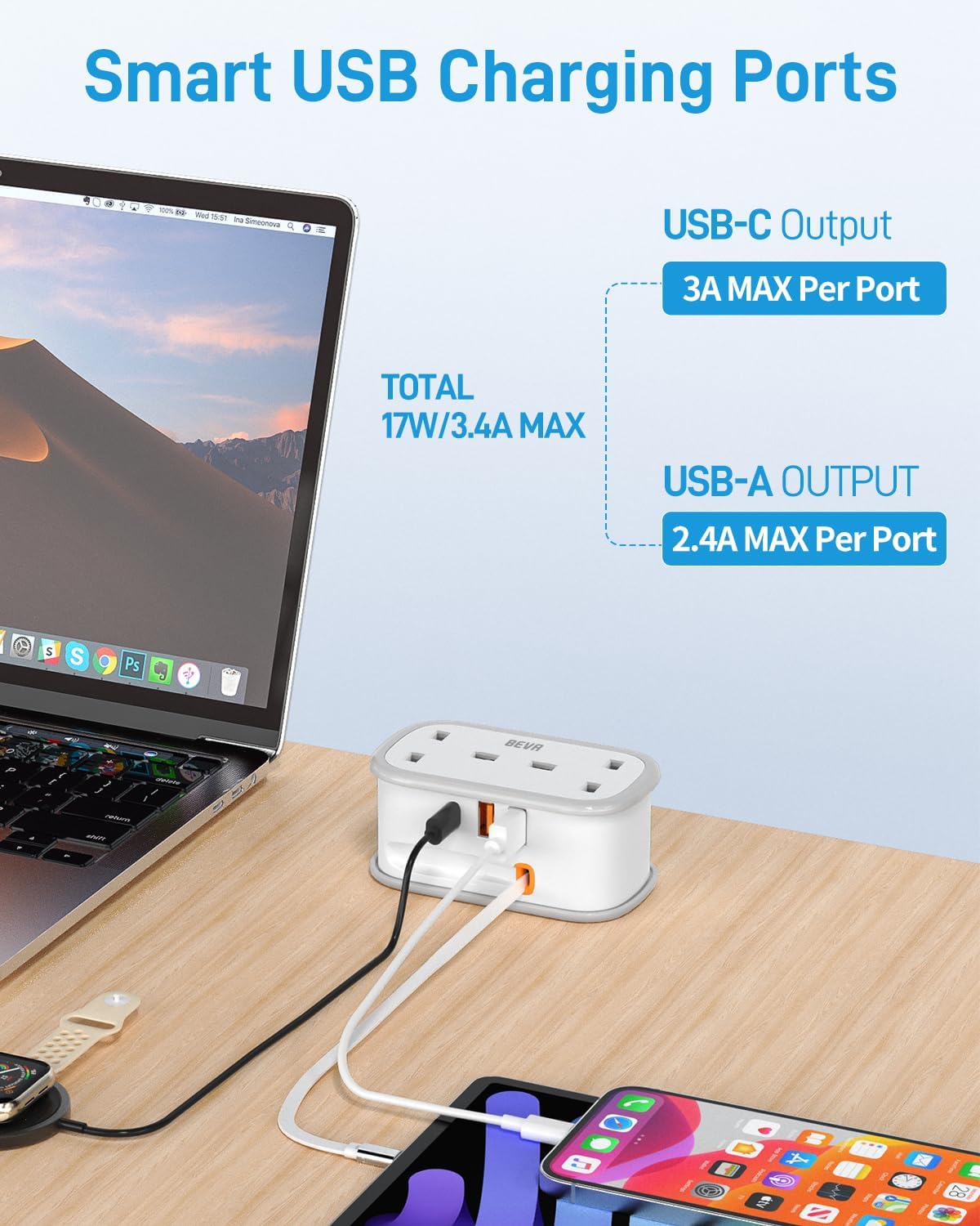 Thumbnail 3 de BEVA Travel Extension Lead 1.5m with USB C cable 🔌