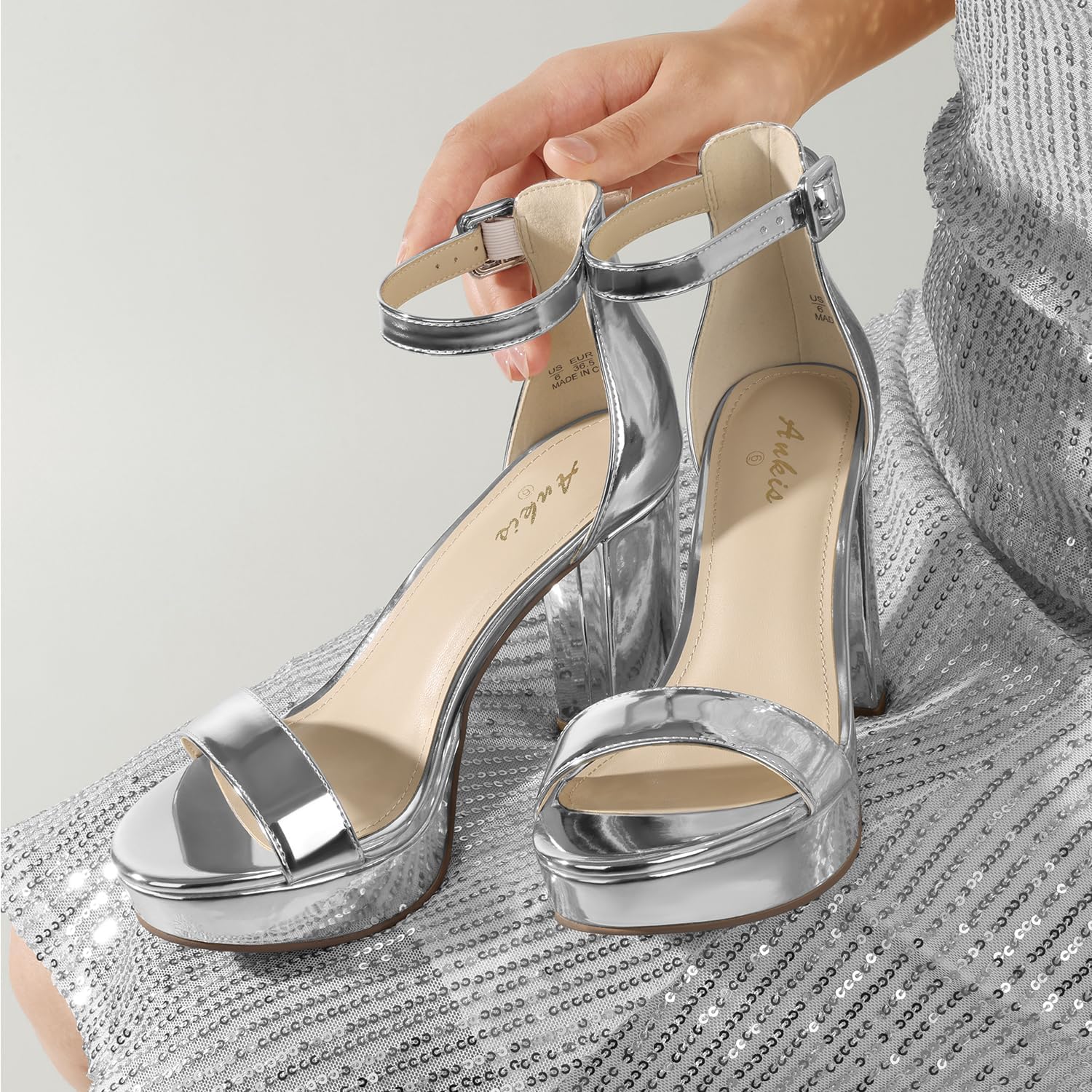 Thumbnail 1 de Ankis Chunky Platform Heels - 4 Inch Open Toe Strappy Sandals