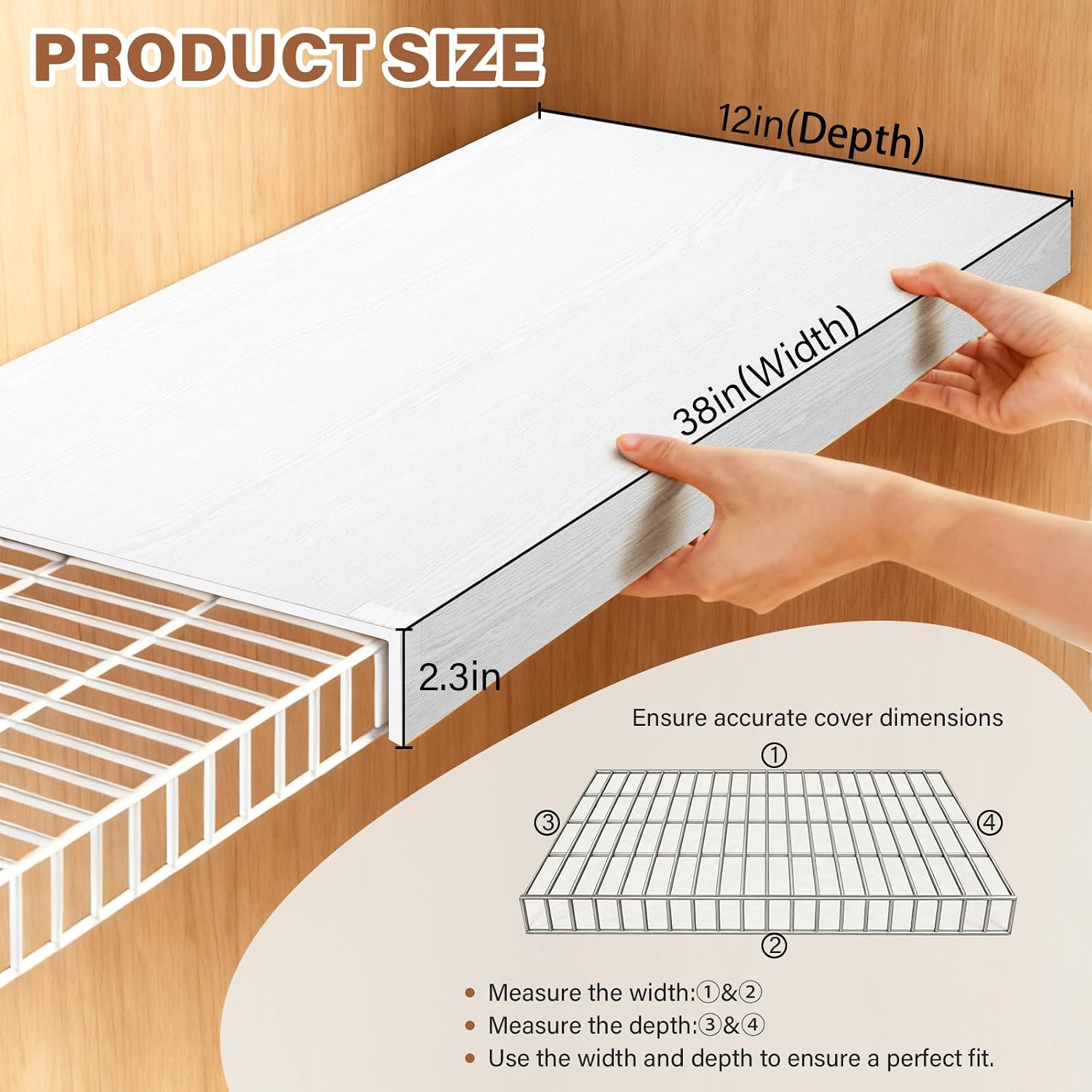 Thumbnail 2 de Wire Rack Covers for Shelves (38 x 12 inch) — PVC Shelf Liners for Wire Shelving, White
