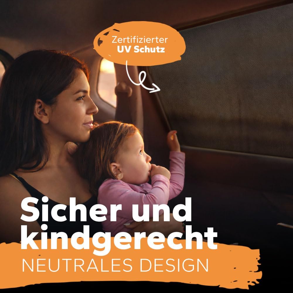 Detalle de Sonnenschutz Auto Baby GSM105+ Nylon – zertifizierter UPF+ UV-Schutz fürs Seitenfenster