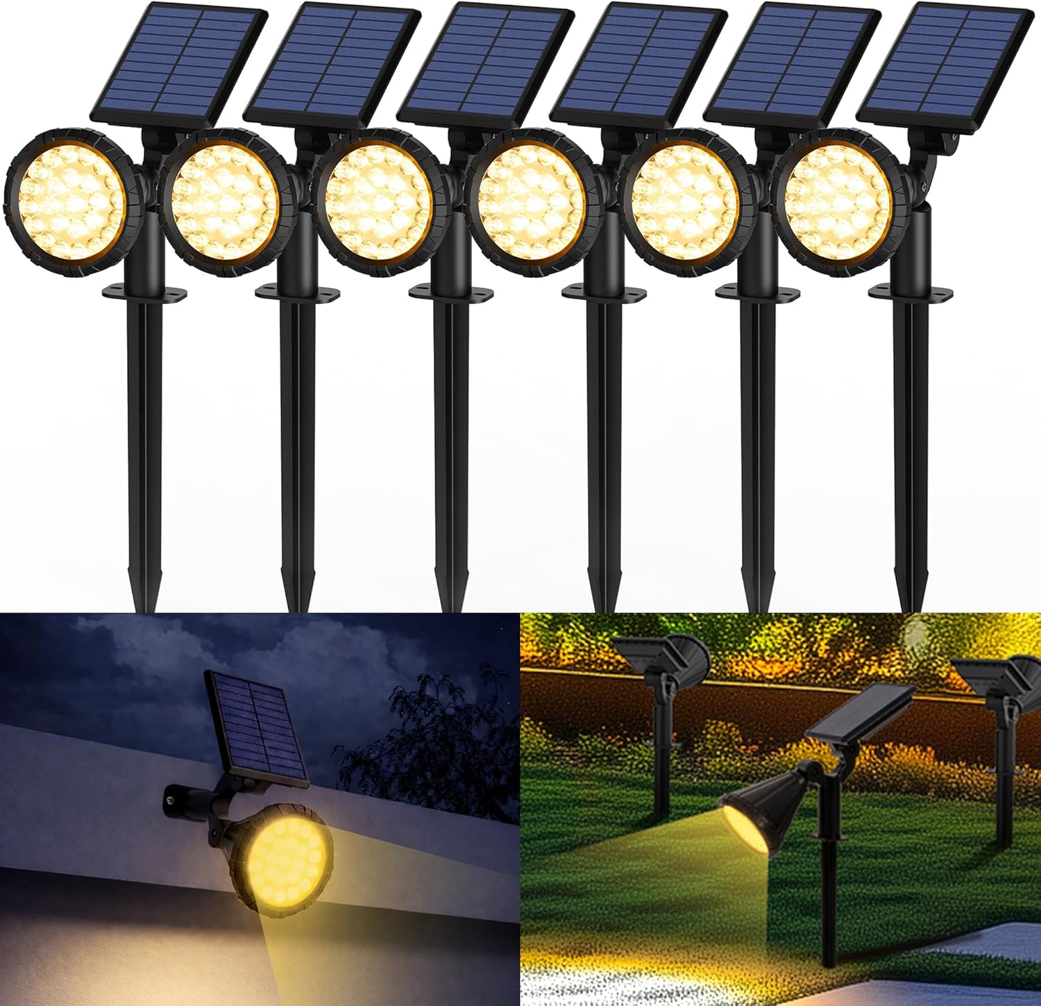 Detalle de Solpex Solar Spot Lights Outdoor Garden (6 Pack) – 3 Modes, IP65, 25 LEDs
