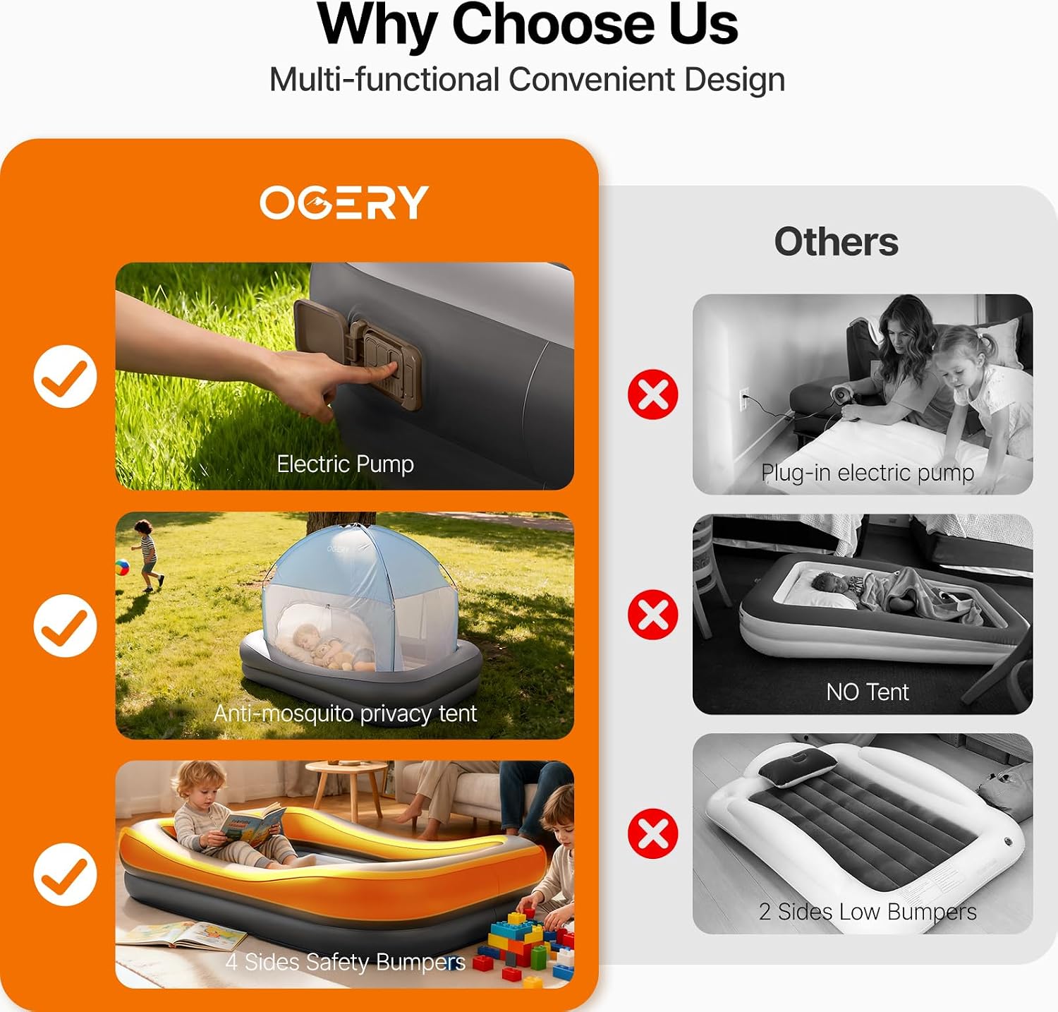 Detalle 2 de OGERY Inflatable Toddler Bed with Tent
