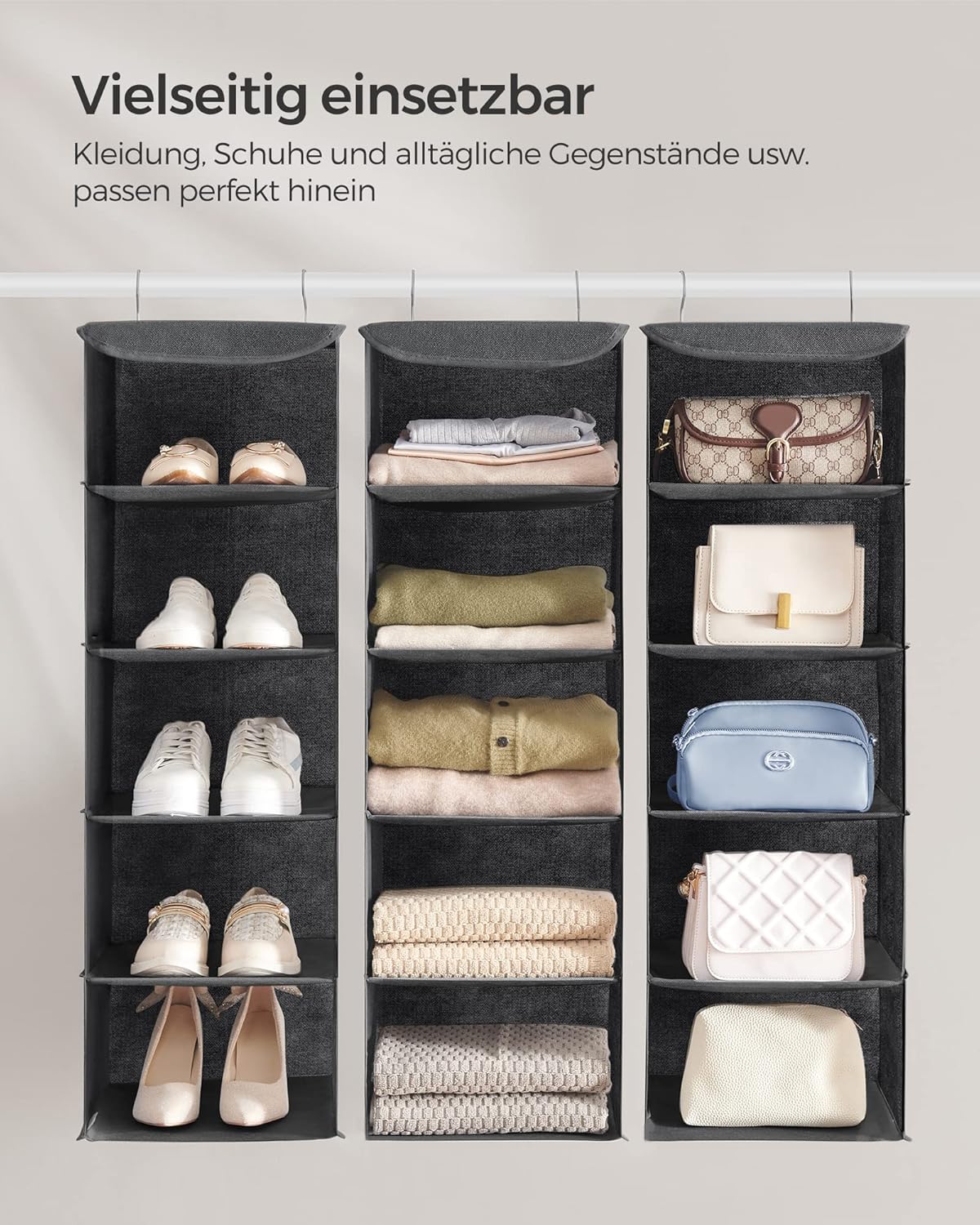 Thumbnail 5 de SONGMICS RCH005G02 Kleiderschrank-Hängesack (faltbar, 2 Stück) – platzsparende Hängeaufbewahrung mit Metallhaken
