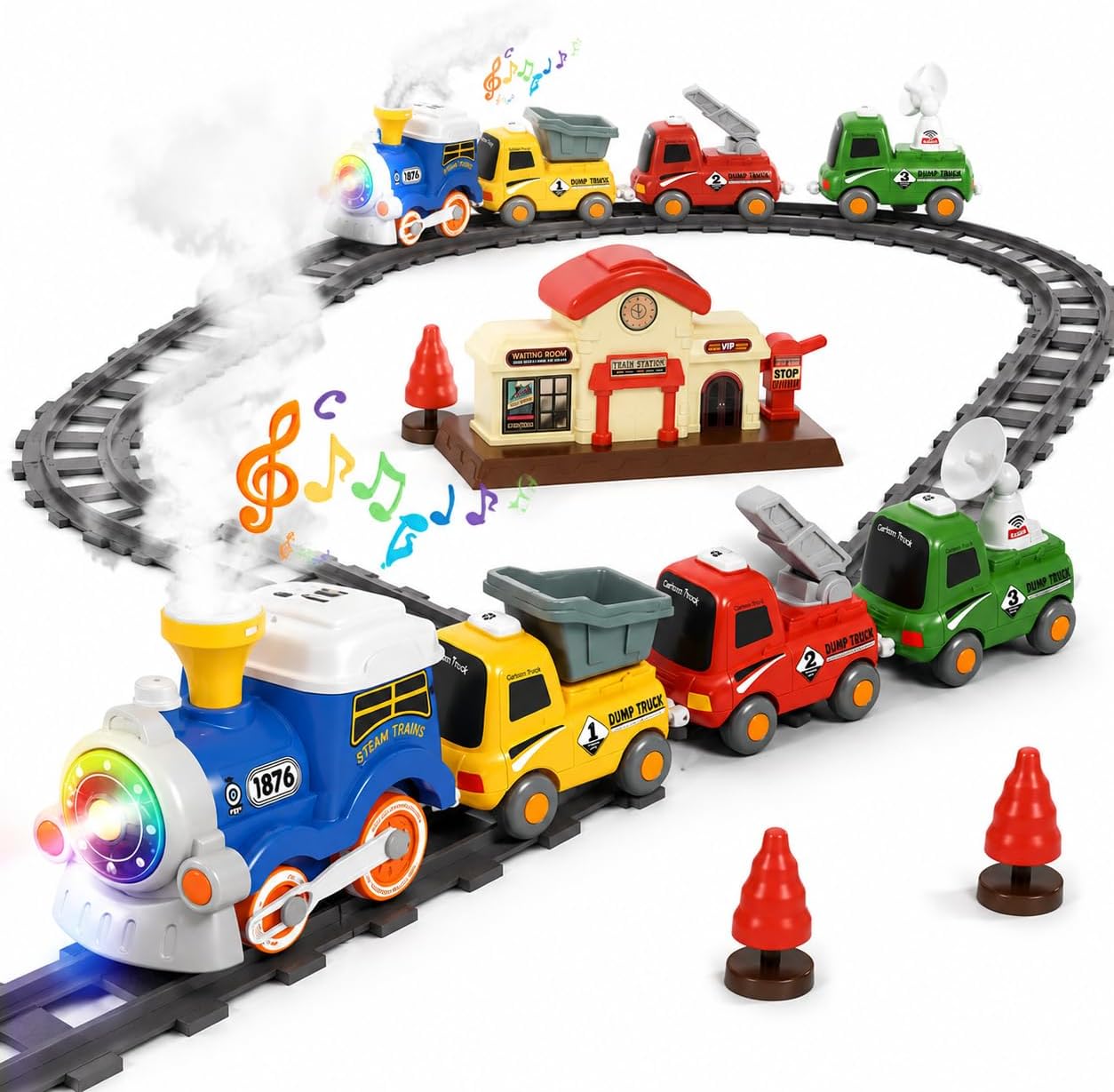 Detalle de Skirfy 19052C treinset voor kinderen met stoomeffect, licht en muziek