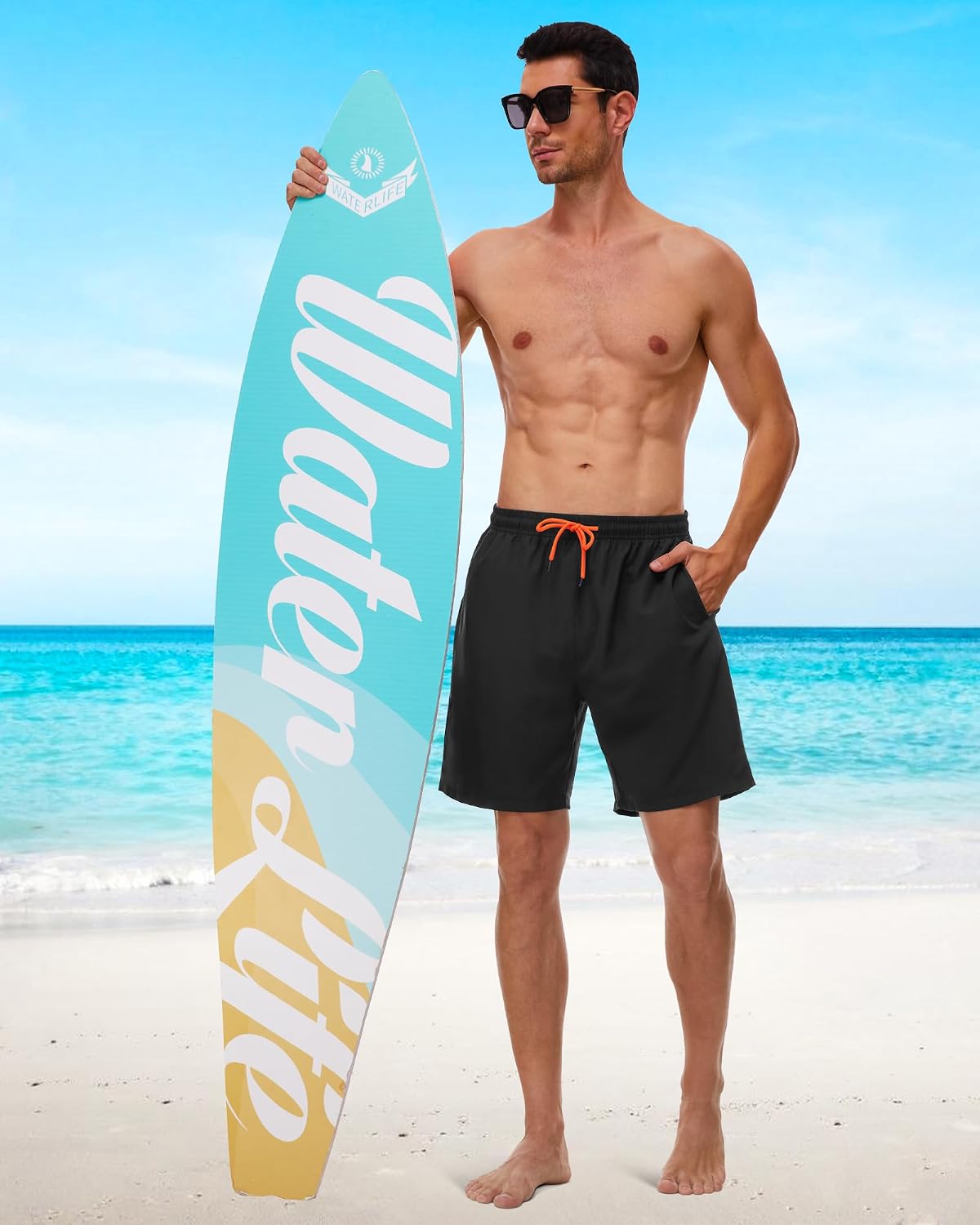 Detalle 2 de SIHOHAN Men’s Long Quick-Dry Swim Shorts with Mesh Lining and Pockets
