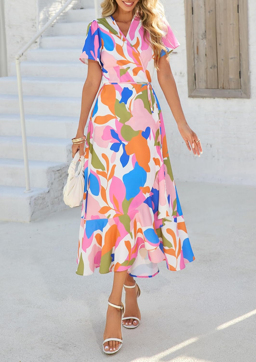 Thumbnail 5 de PRETTYGARDEN Women's Boho Floral Maxi Dress with V-Neck Wrap and Flowing Silhouette