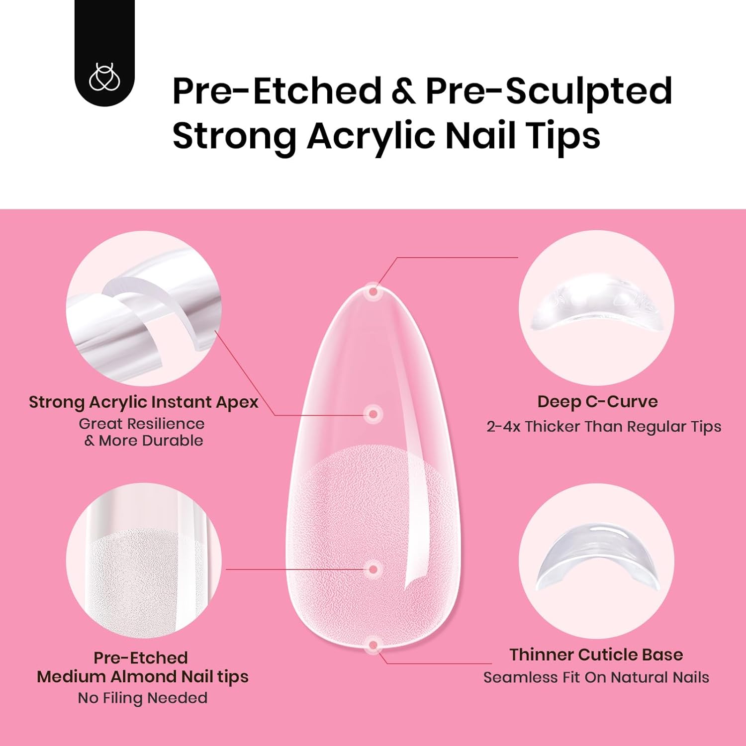 Thumbnail 6 de Beetles Tipex Gel Nail Kit with Medium Almond Tips (224 Pcs) – 16 Sizes, Glue, Mini Lamp