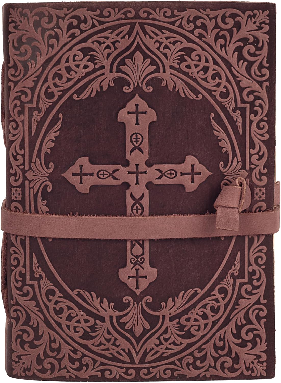 Thumbnail 1 de LEATHER VILLAGE Christian Journal, Fuchsia 7 x 5-Inch Cross-Embossed Leather