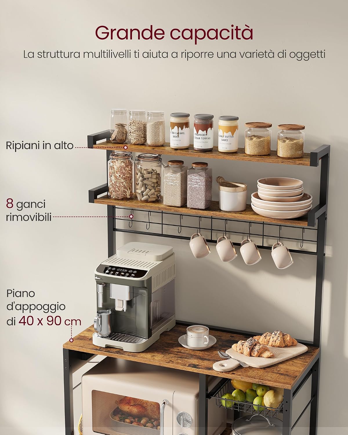 Thumbnail 6 de VASAGLE KKS031K11 Scaffale cucina 40x90x165,5 cm