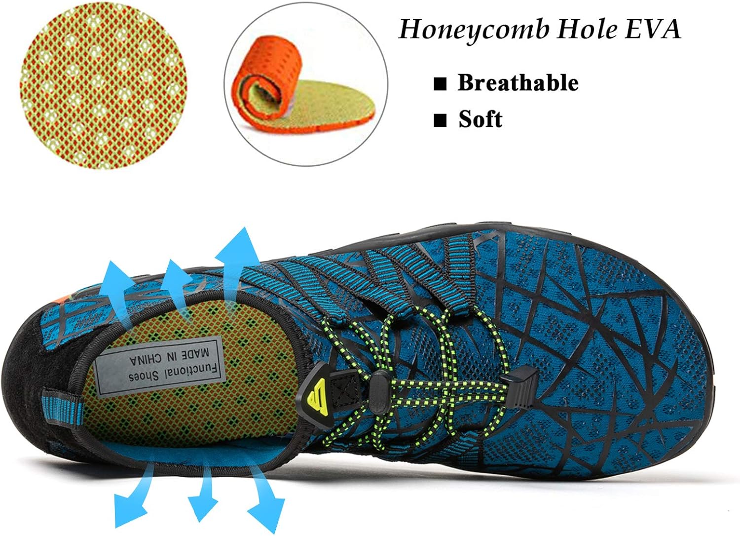 Detalle de SAGUARO Badeschuhe für Herren & Damen – 7/9 Drainagelöcher, schnelltrocknend, rutschfest, Größe 35–48