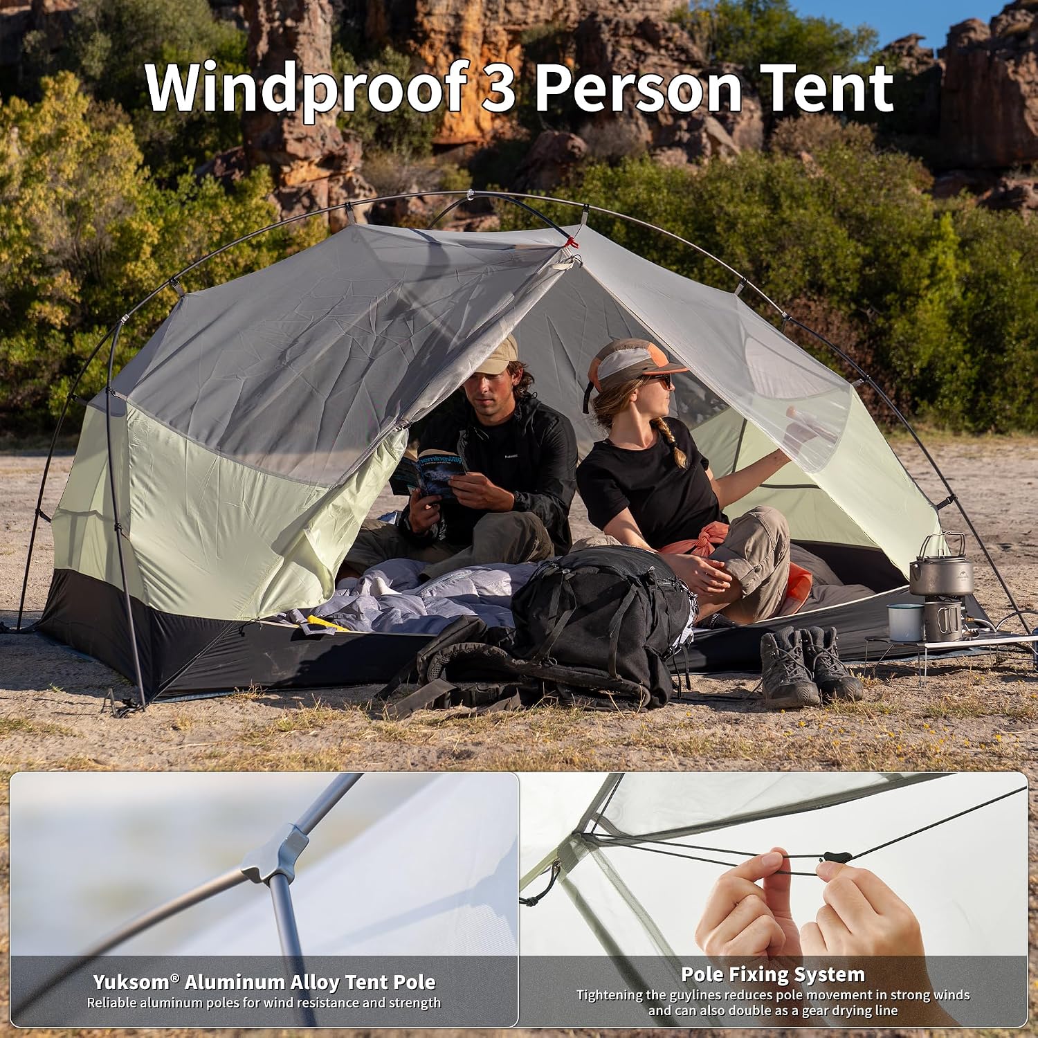 Detalle de Naturehike Mongar Pro: tente ultra légère pour 2 personnes, imperméable et ventilée