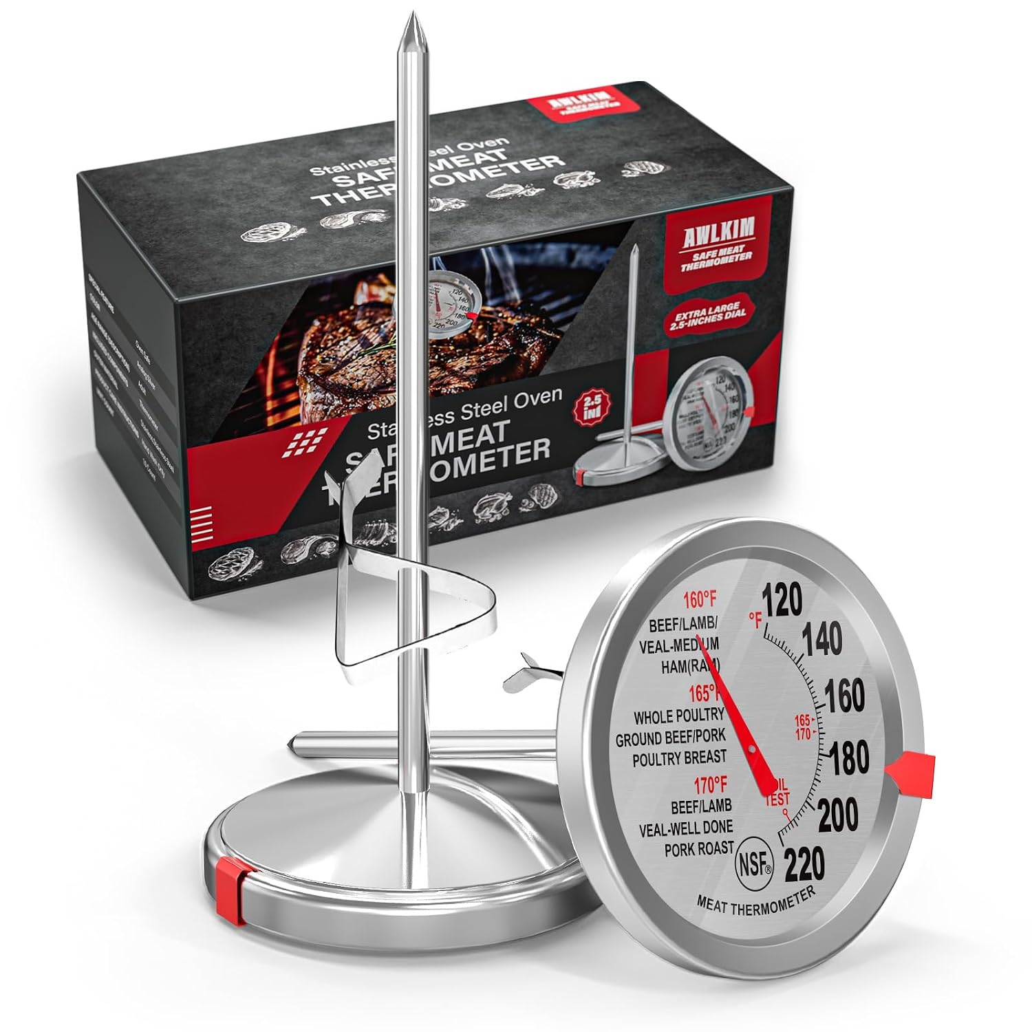 Detalle de AWLKIM Stainless Steel Meat Thermometer 2 Pack 🍽