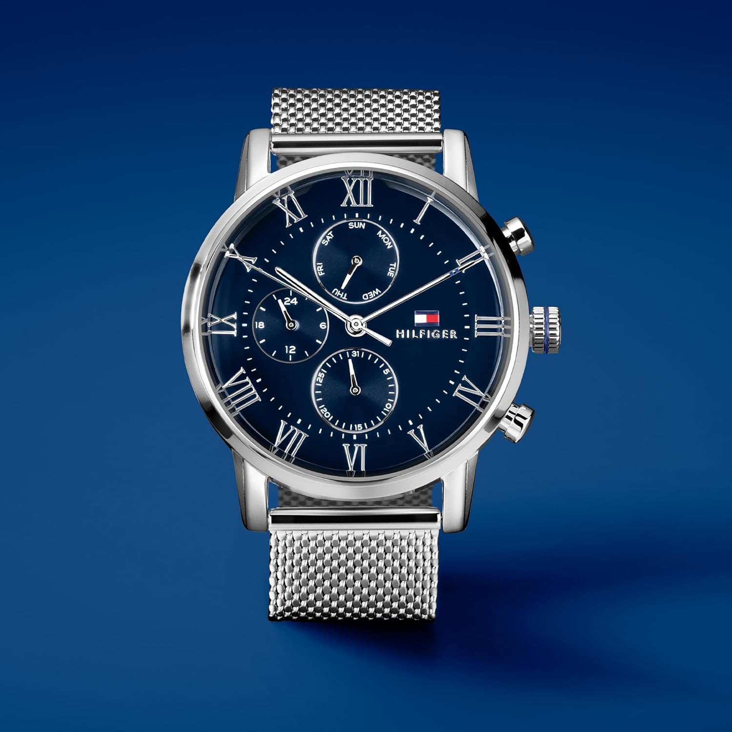 Detalle de Tommy Hilfiger Multi Zifferblatt Quarz Uhr – Edelstahl- oder Lederarmband, 44 mm