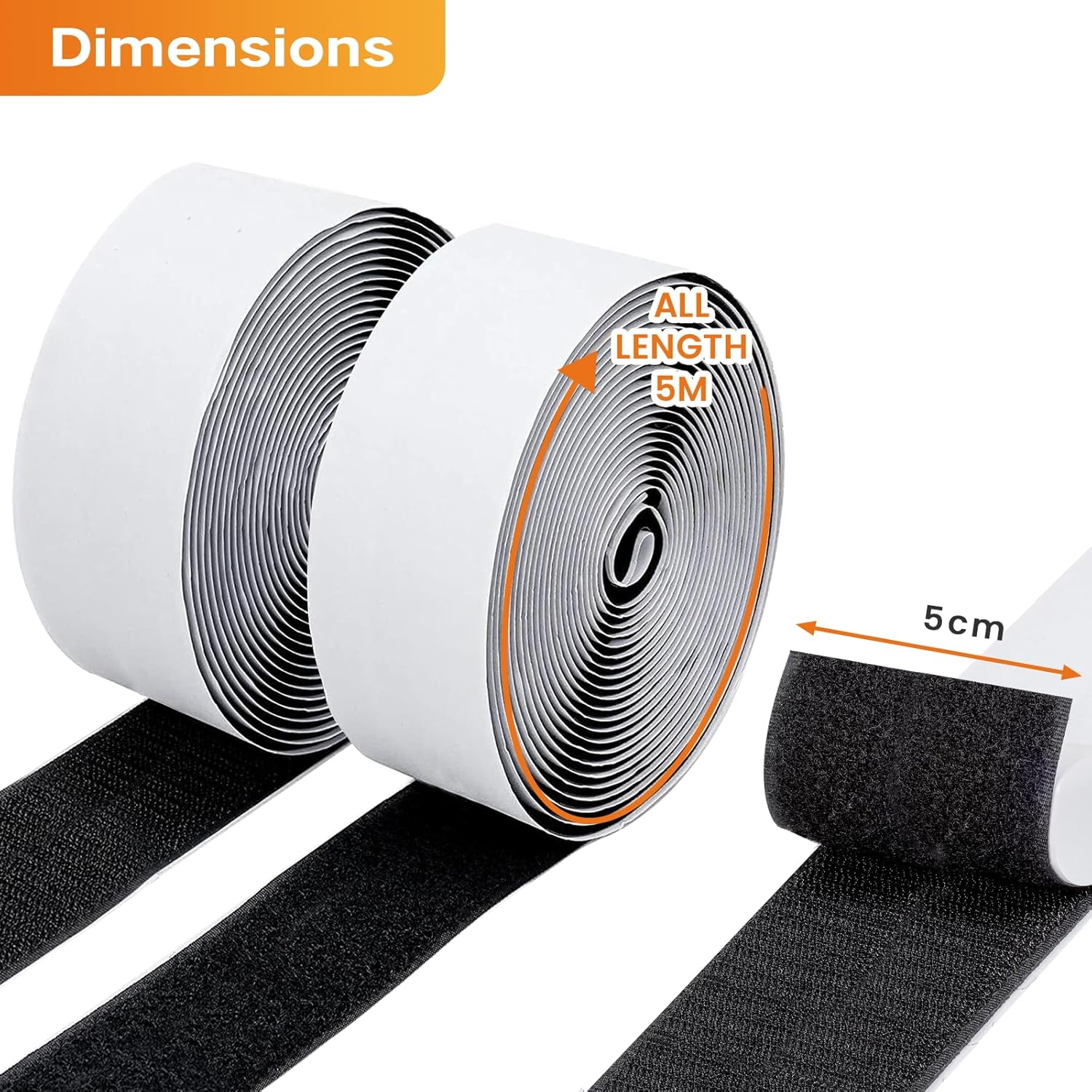 Thumbnail 5 de UPXDUMI Hook and Loop Tape (50mm x 5m) – strong self-adhesive double-sided strips for home, carpet, and more