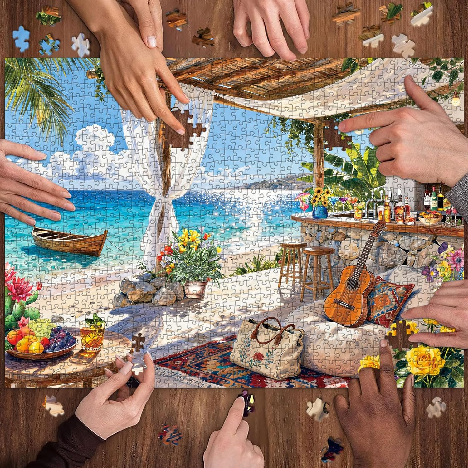 Detalle 2 de Puzzles 1000 Pieces for Adults: Island Bar 1000 Piece Puzzle
